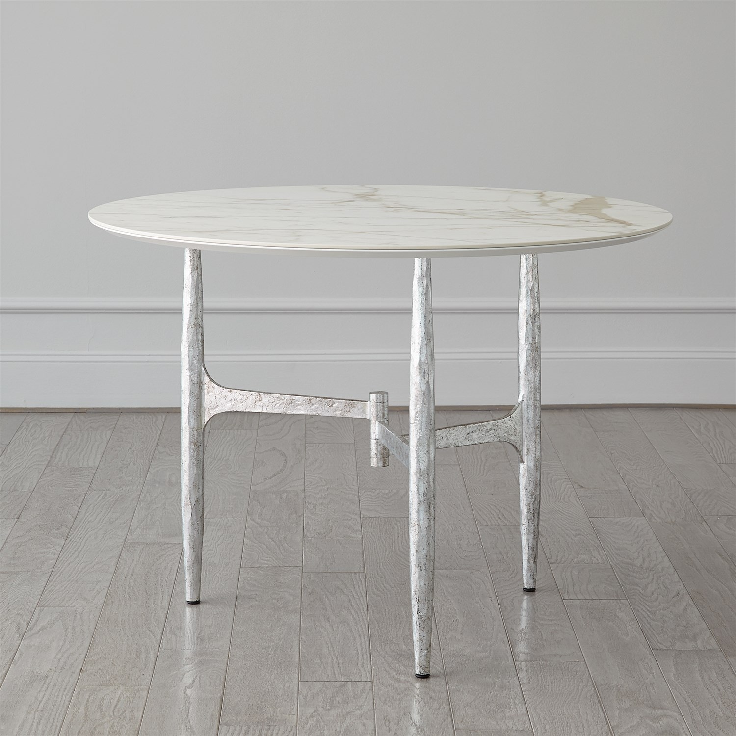  Radius Round Table-Silver with Golden White Top 7.91585