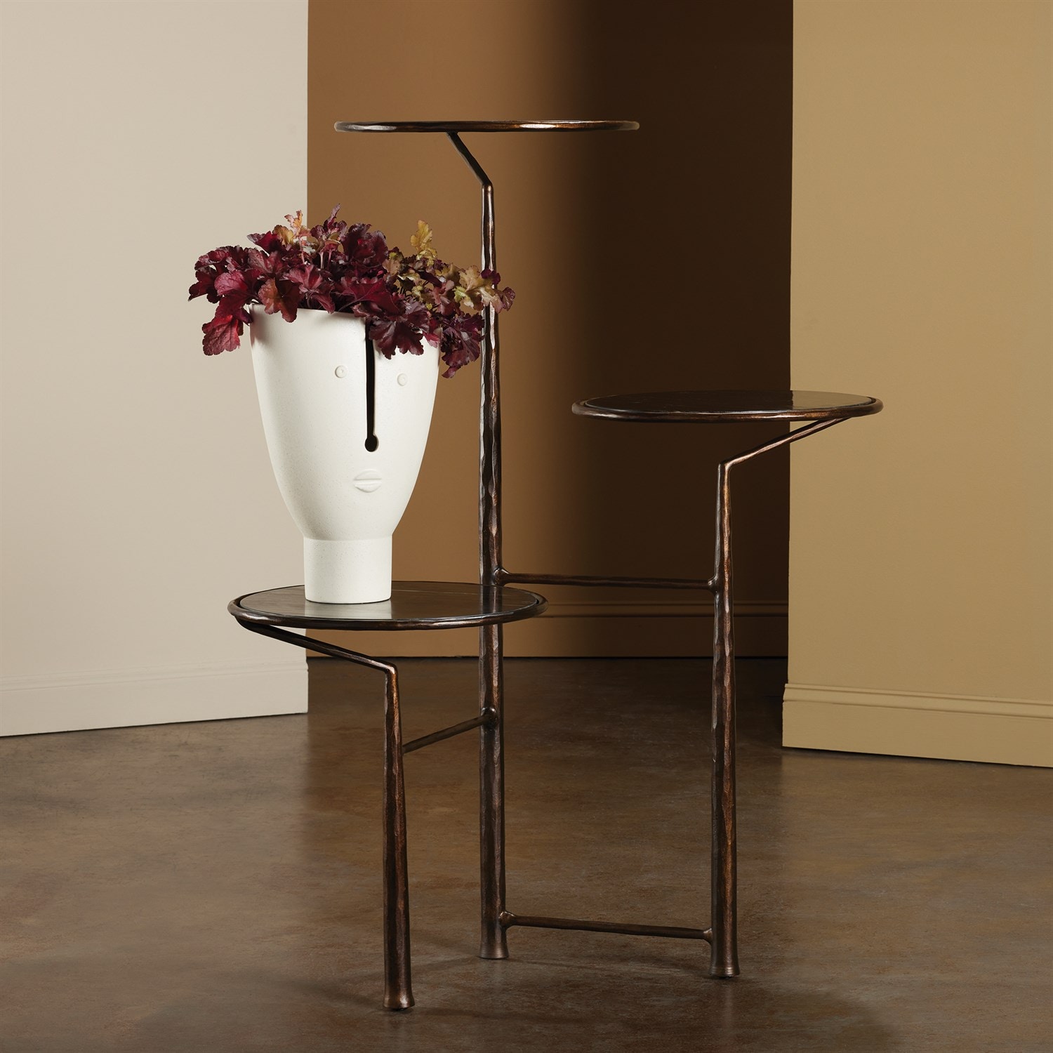 Global Views Accessories Unity Pedestal With Black MarbleBronze 7.