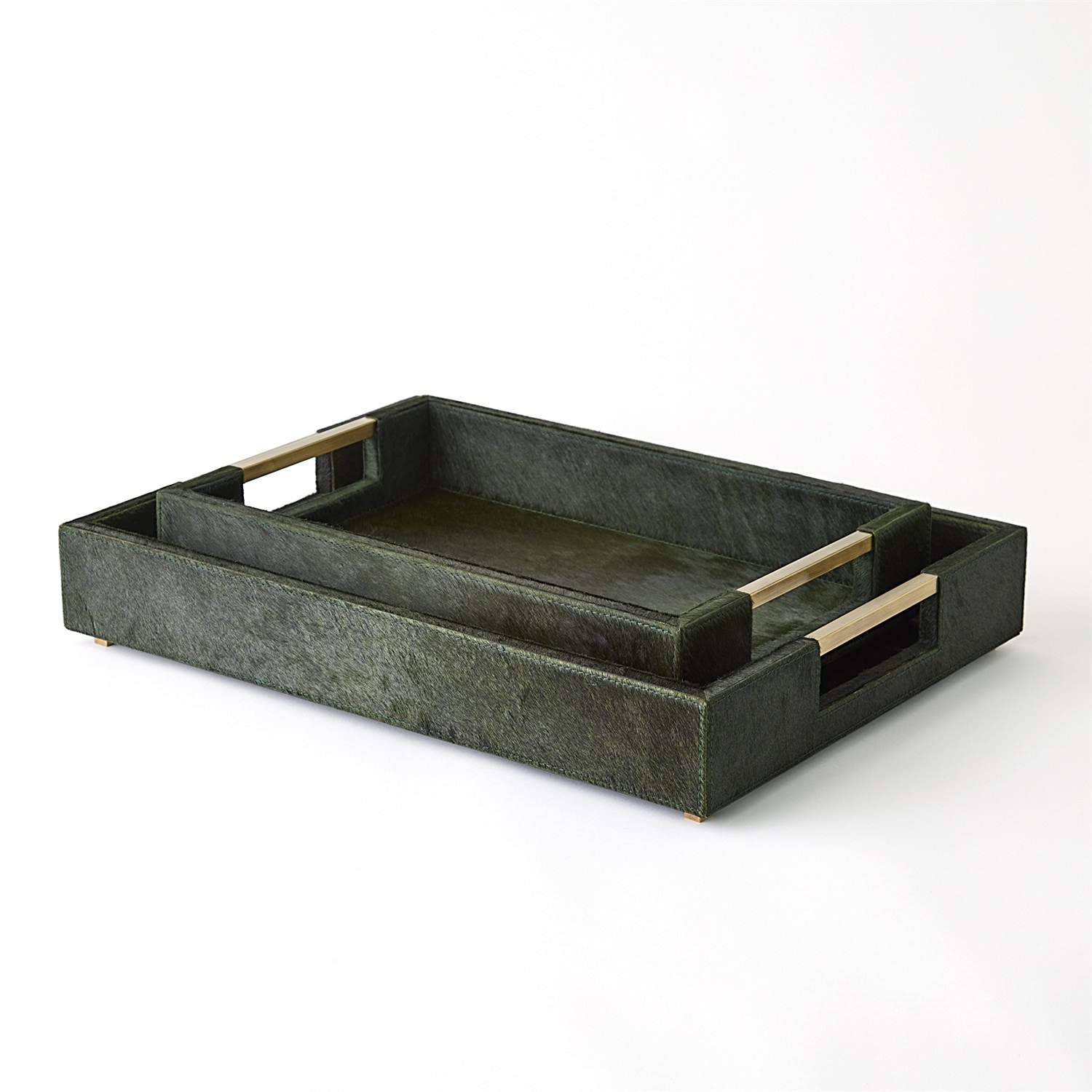  Posh Tray-Hair-On- Hide Green-Lg 