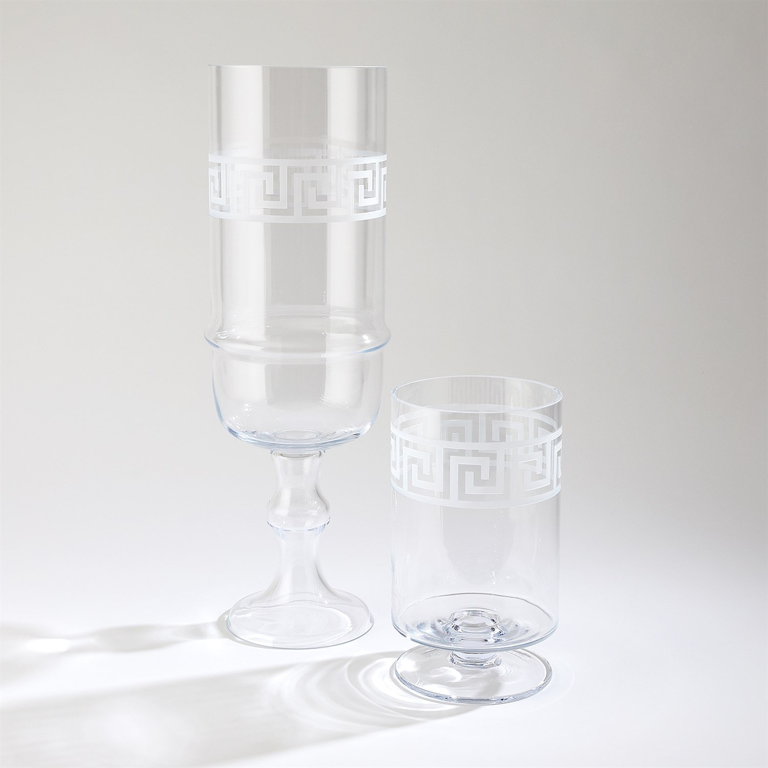  Etched Greek Key Vase/Hurricane-Tall 