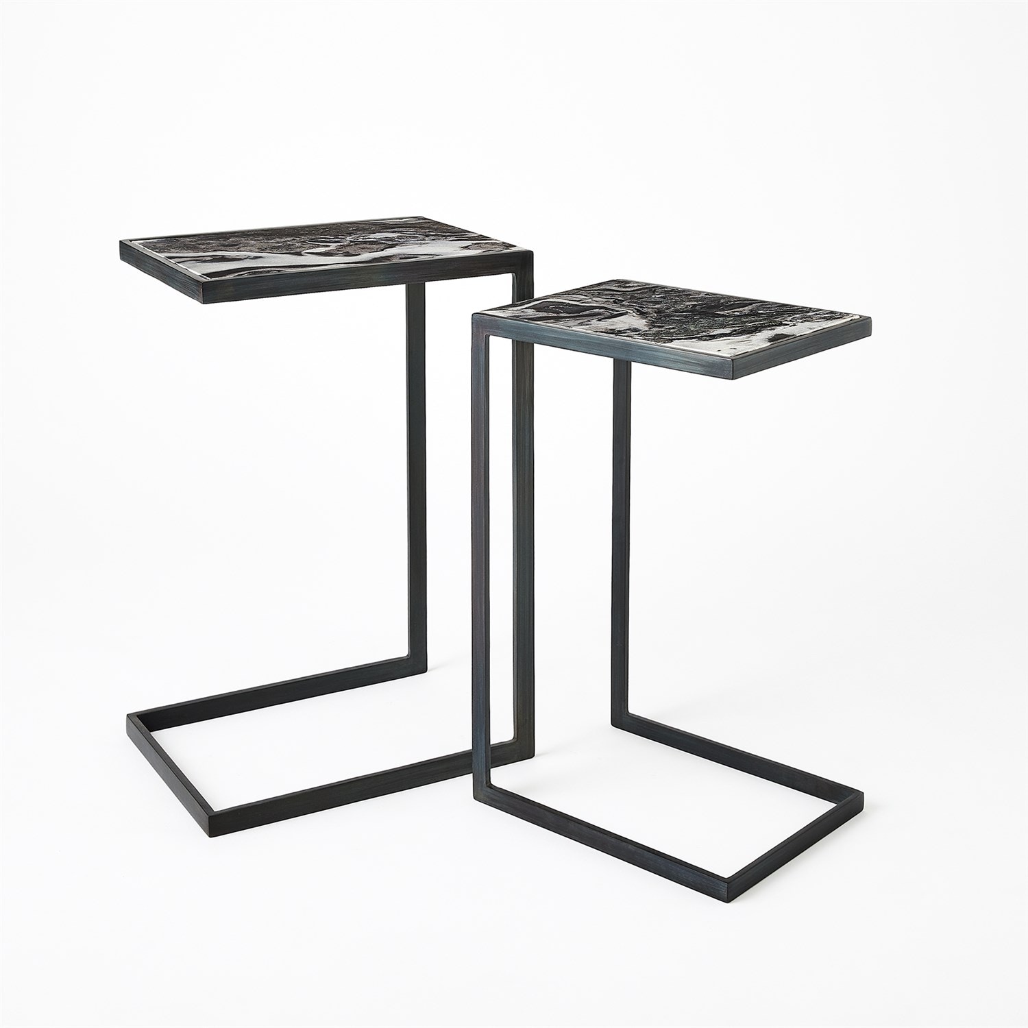 Global Views Living Room Nudge Nesting Table-Gunmetal-Sm