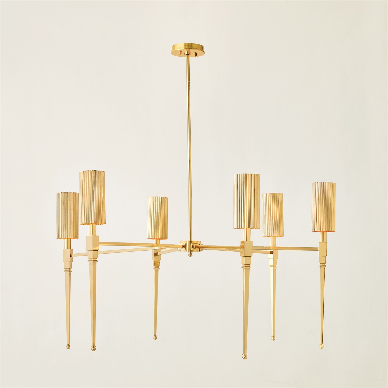 Global Views Ceiling Lights Fluted Chandelier-Brass 9.93894