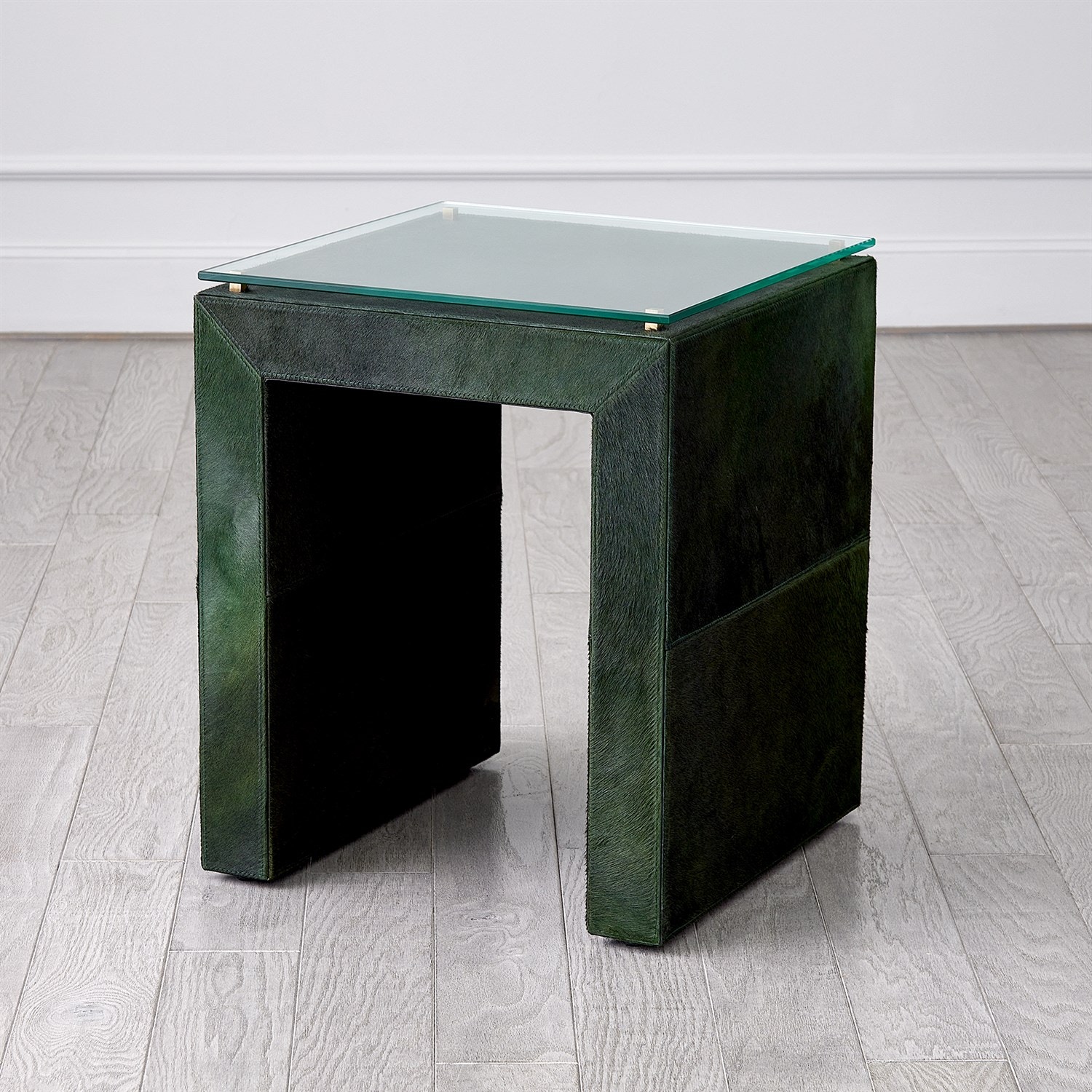 Global Views Posh Side Table-Hair-On-Hide Green 9.93977