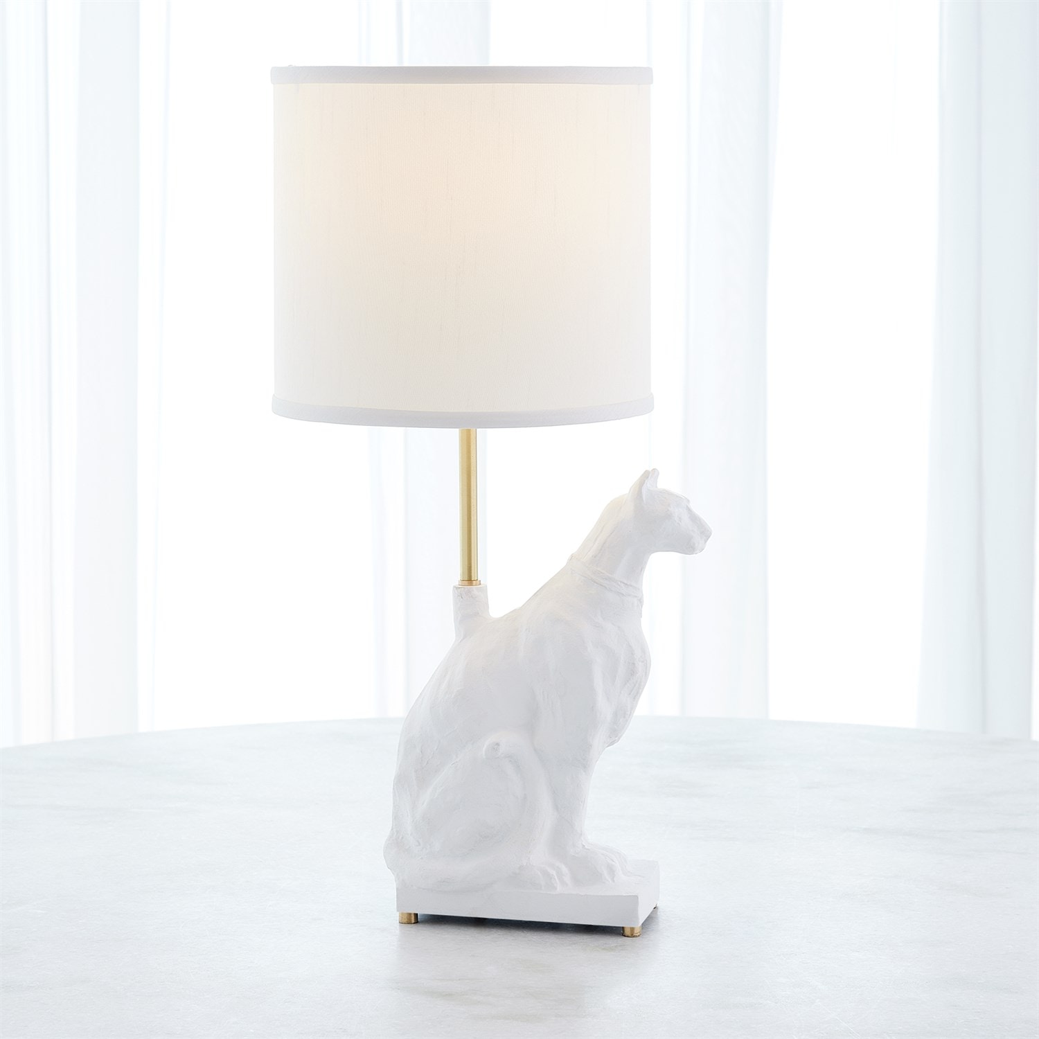 Global Views Table and Floor Lamps Egyptian Cat Lamp-Matte White