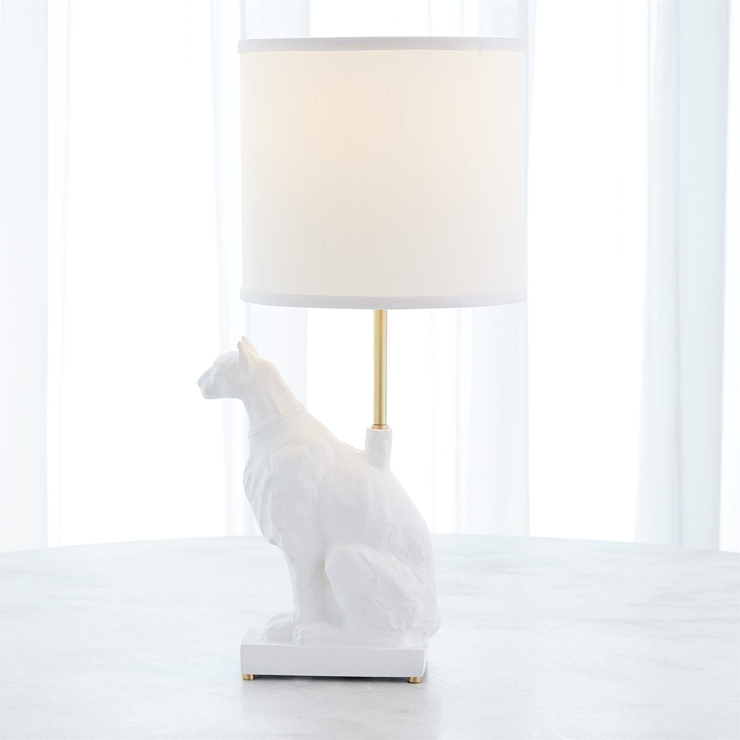 Global Views Table and Floor Lamps Egyptian Cat Lamp-Matte White
