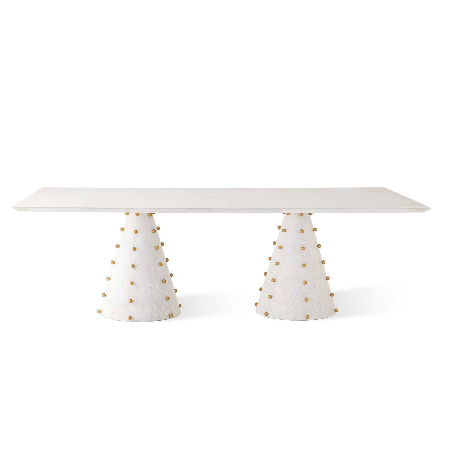 Global Views Spheres Rectangle Dining Table-White ASH2092