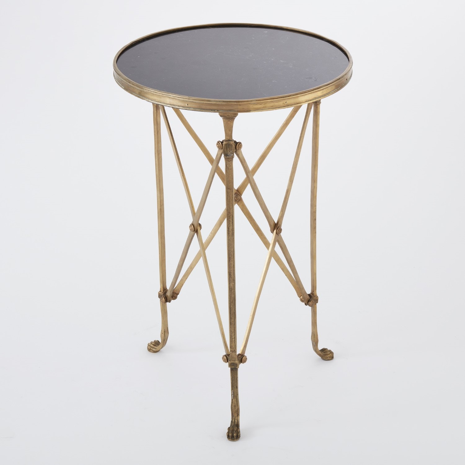 Global Views Living Room Directoire Table-Brass/Black Granite 8497