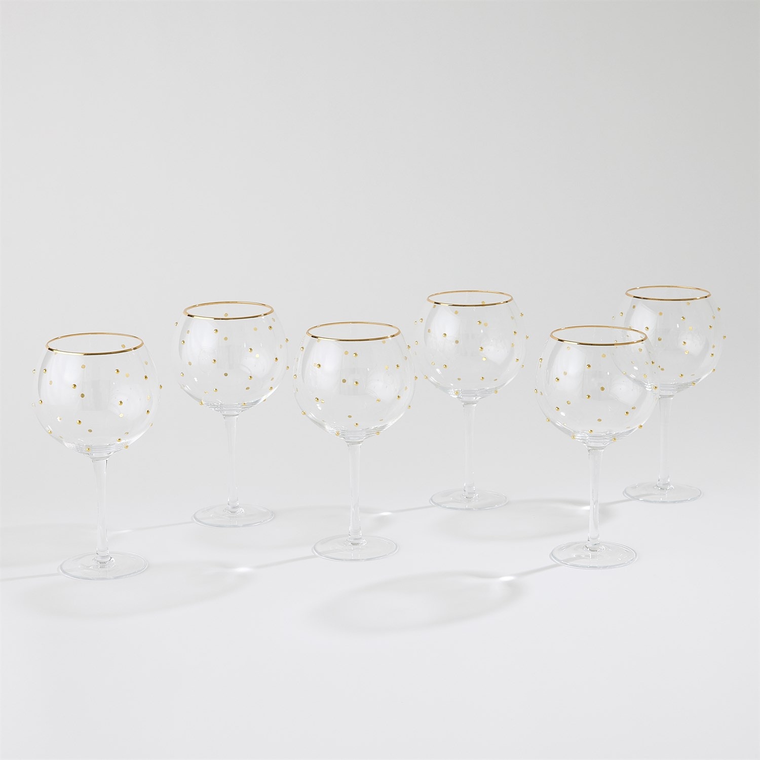 Global Views S/6 Celebration Goblet Glasses-Clear with Gold Dots 8.83178
