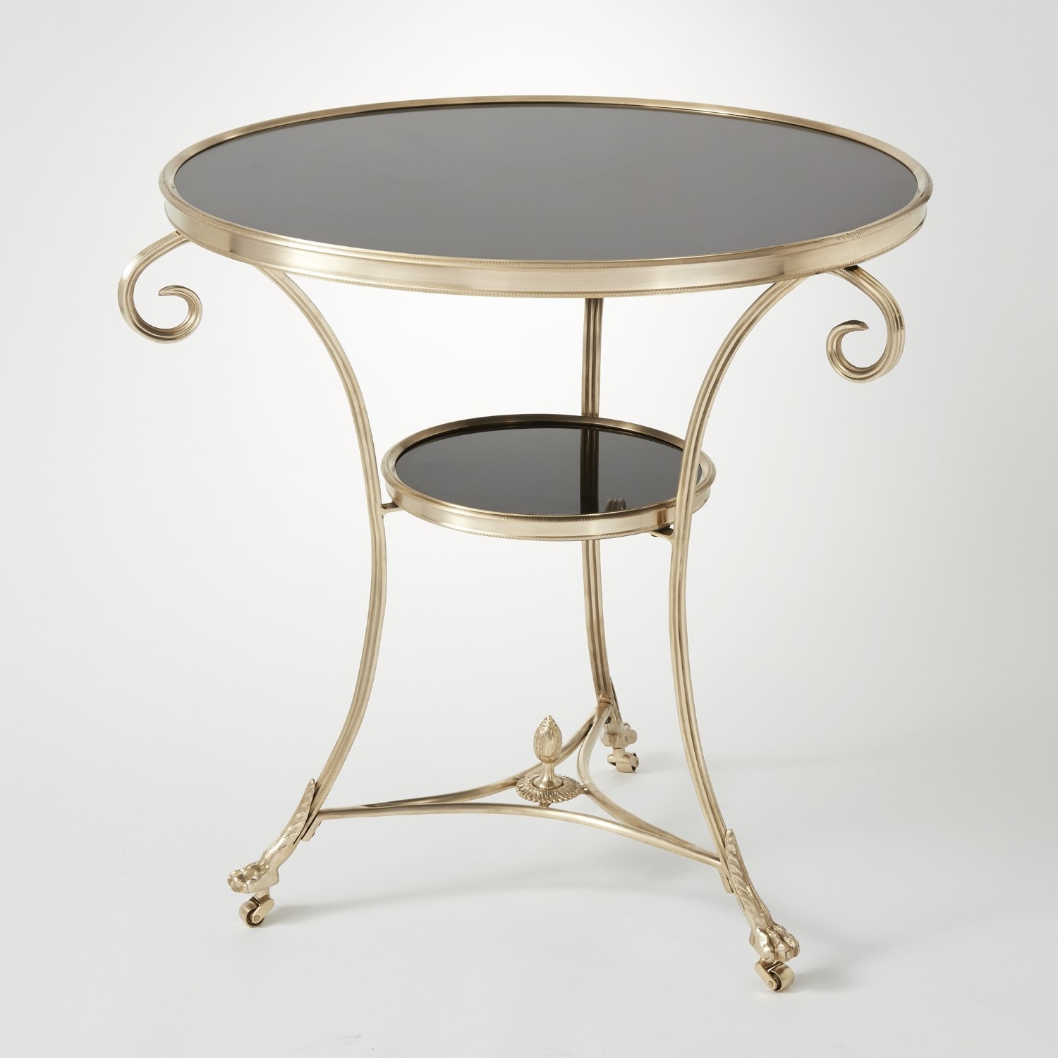 Global Views Gueridon Table-Brass/Black Granite 8658