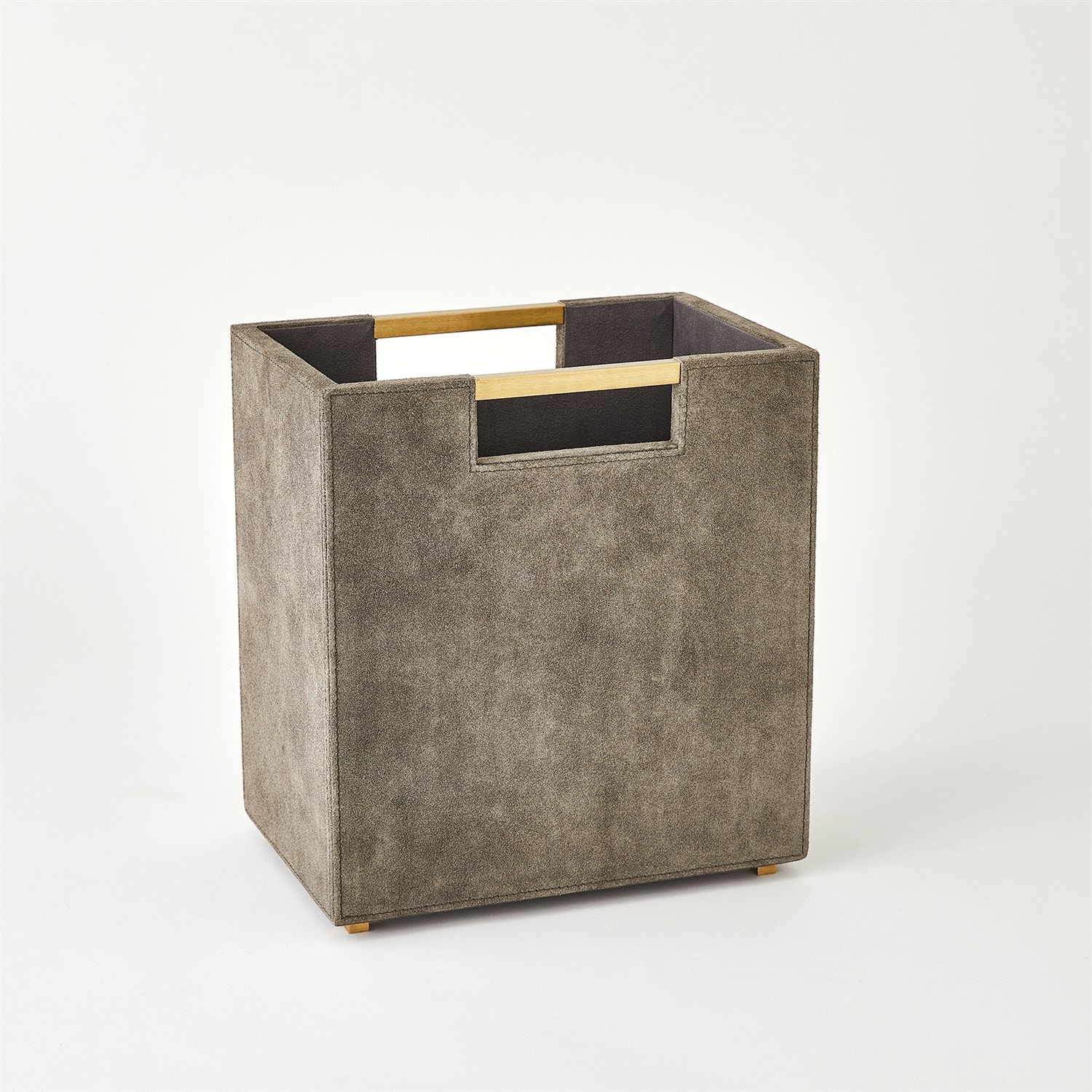  Posh Wastebasket-Grey Suede 