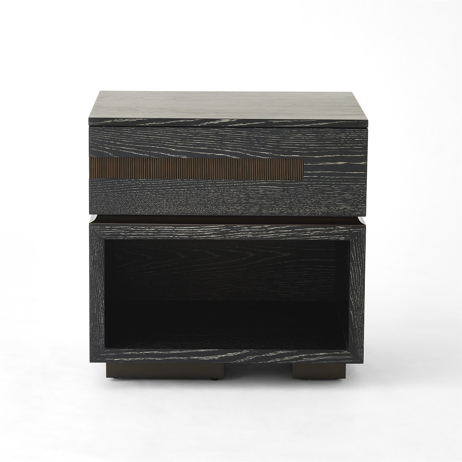 Global Views Brazil Bedside Chest-Left-Black Cerused Oak RT2020