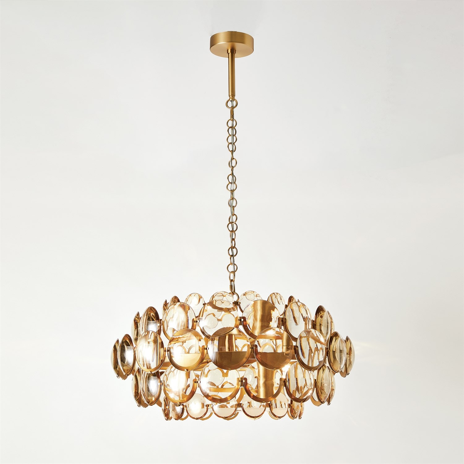 Global Views Cabochon Amber Glass Chandelier-Brass JB8.80068