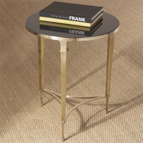 Global Views Living Room Round French Square Leg Table Brass With