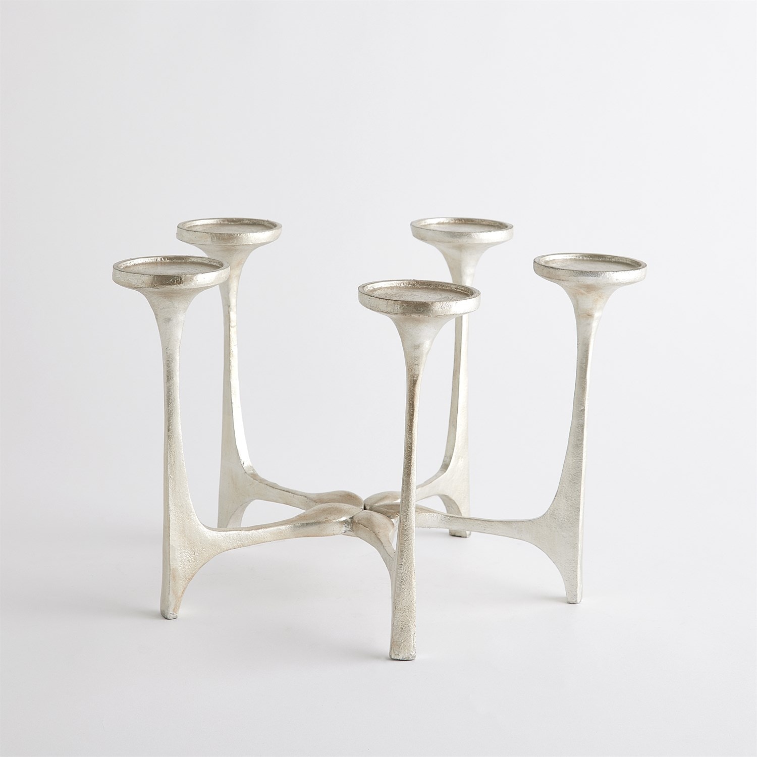  Gathered Candleholder-Silver Leaf 