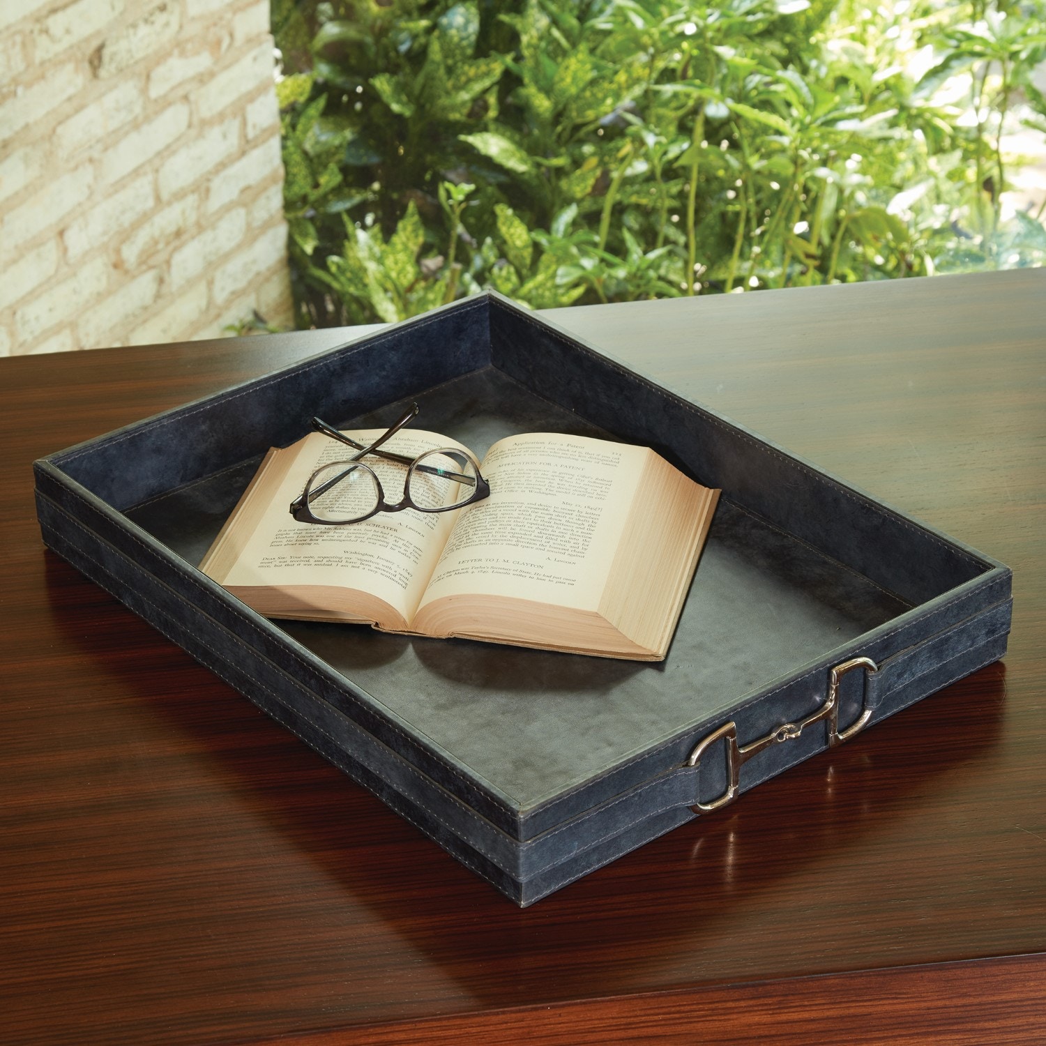  Stirrup Detail Tray-Blue Wash 