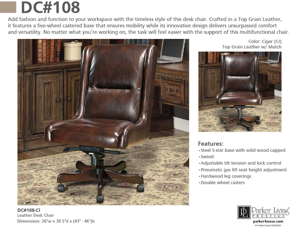Parker Living Home Office Leather Desk Chair DC-108-CI - Furniture Market -  Austin, TX