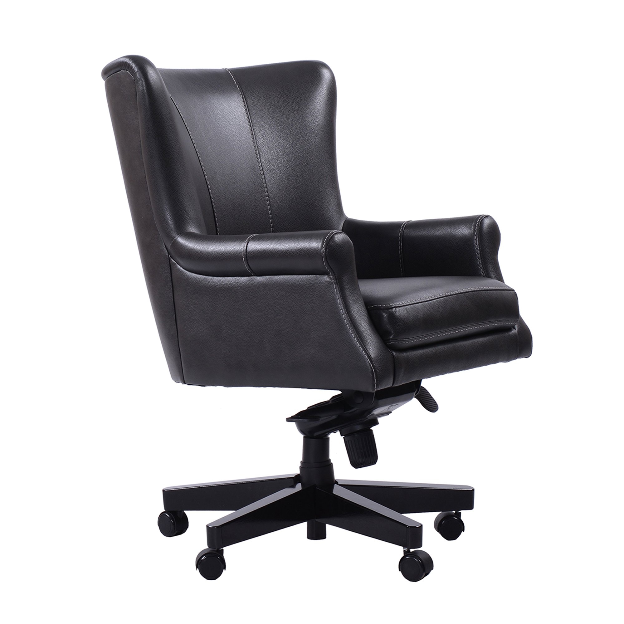 Black leather best sale task chair