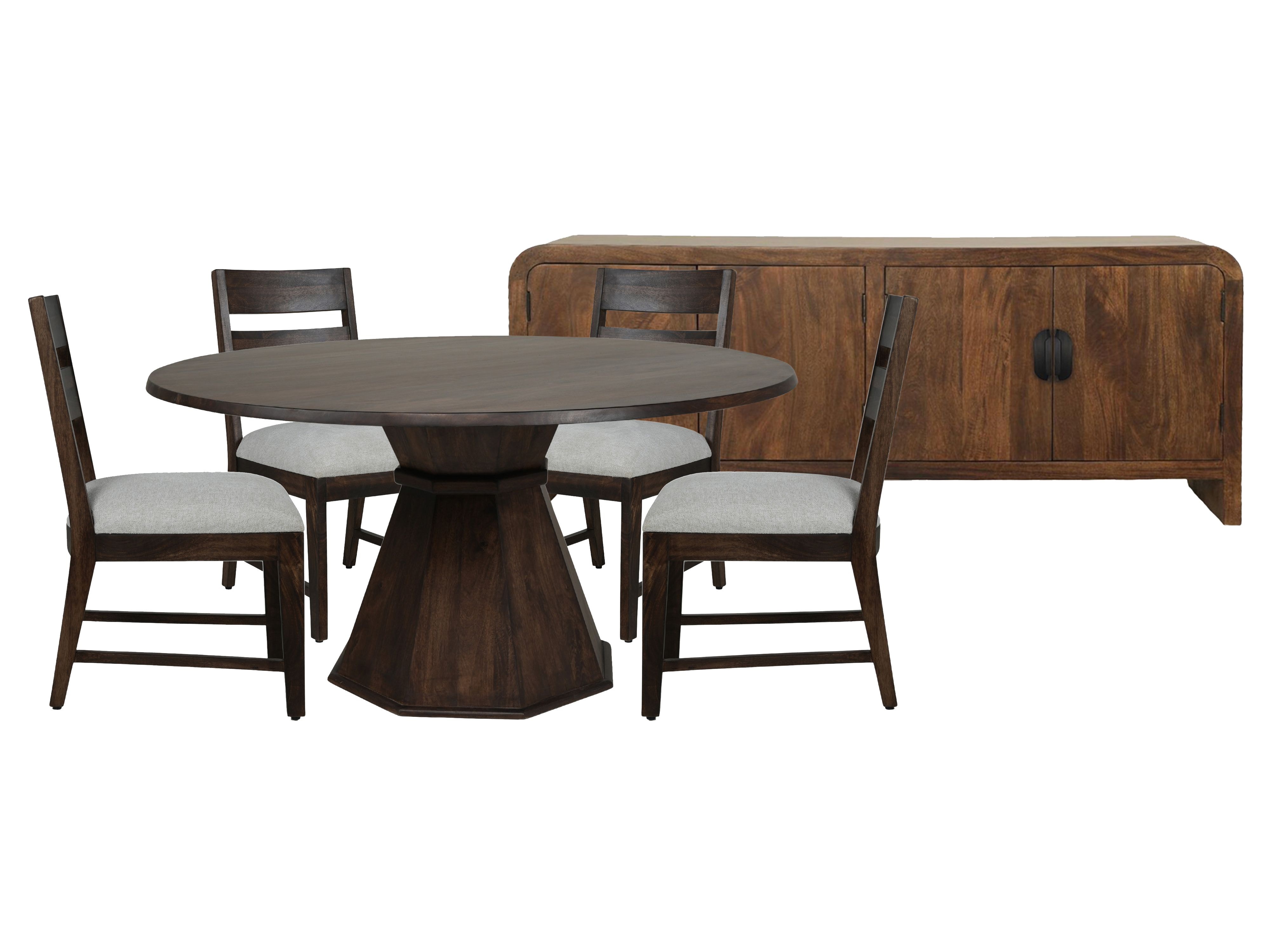 Parker Living Dining Table with 4 Ladderback Chairs and Console DPRT-KIT-6B-60RND