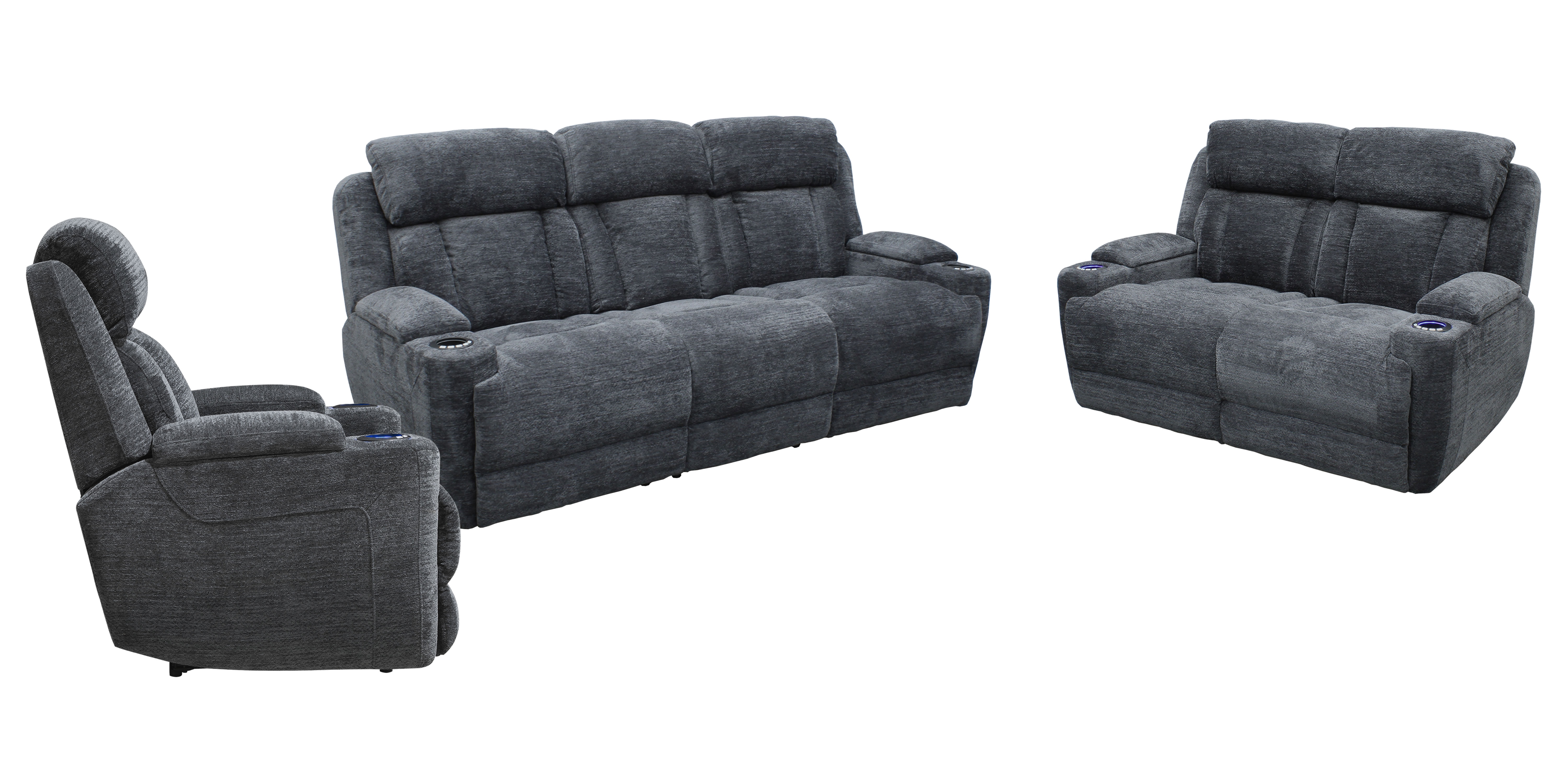 Parker Living Dalton - Lucky Charcoal Power Reclining Sofa Loveseat and Recliner MDAL-421PH-LCH