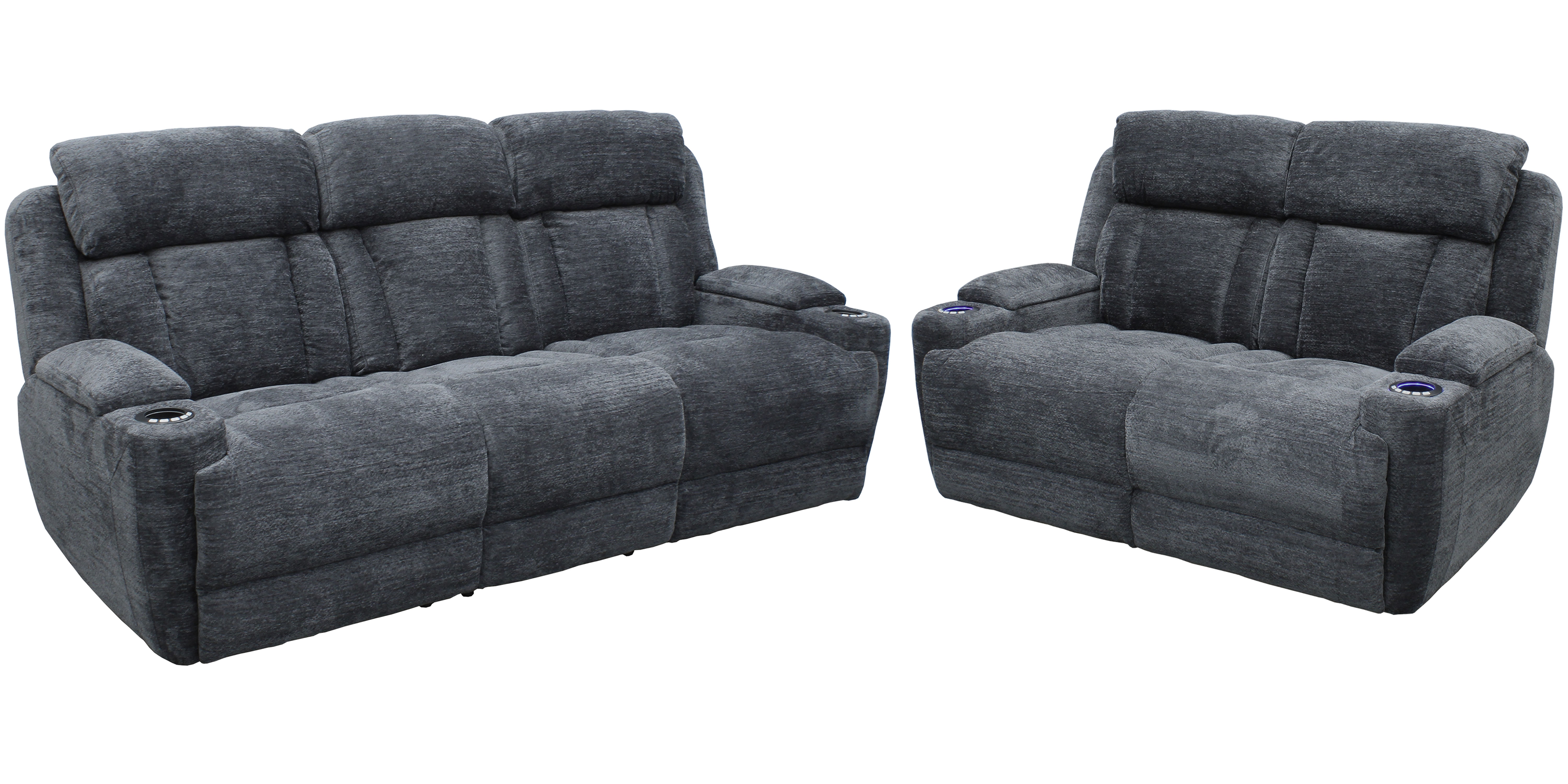 Parker Living Dalton - Lucky Charcoal Power Reclining Sofa and Loveseat MDAL-42PH-LCH