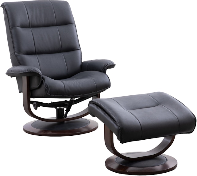 Parker Living Knight - Black Manual Reclining Swivel Chair And Ottoman MKNI-212S-BLC