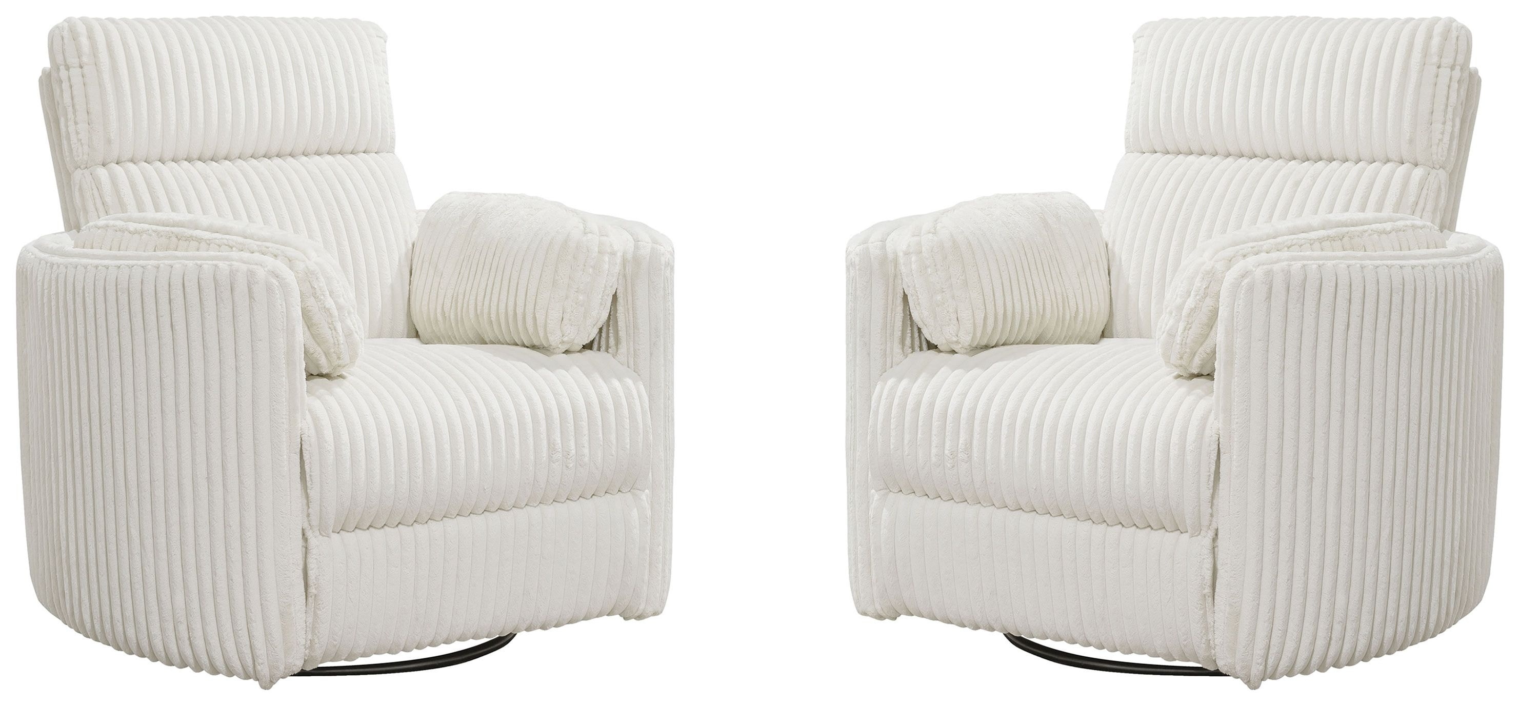  Radius - Mega Ivory Power Swivel Glider Recliner Two Pack 