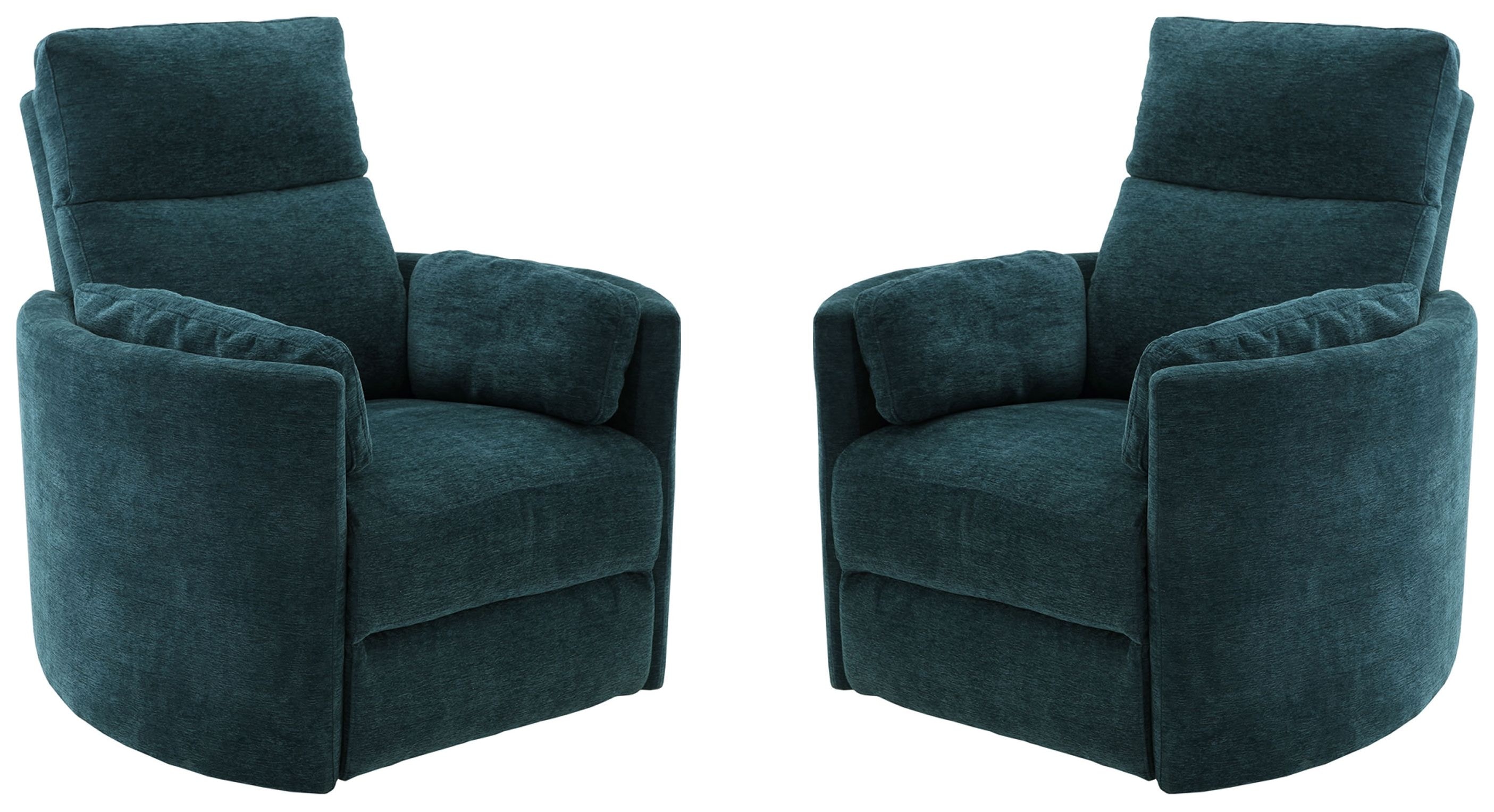  Radius - Peacock Power Swivel Glider Recliner Two Pack 