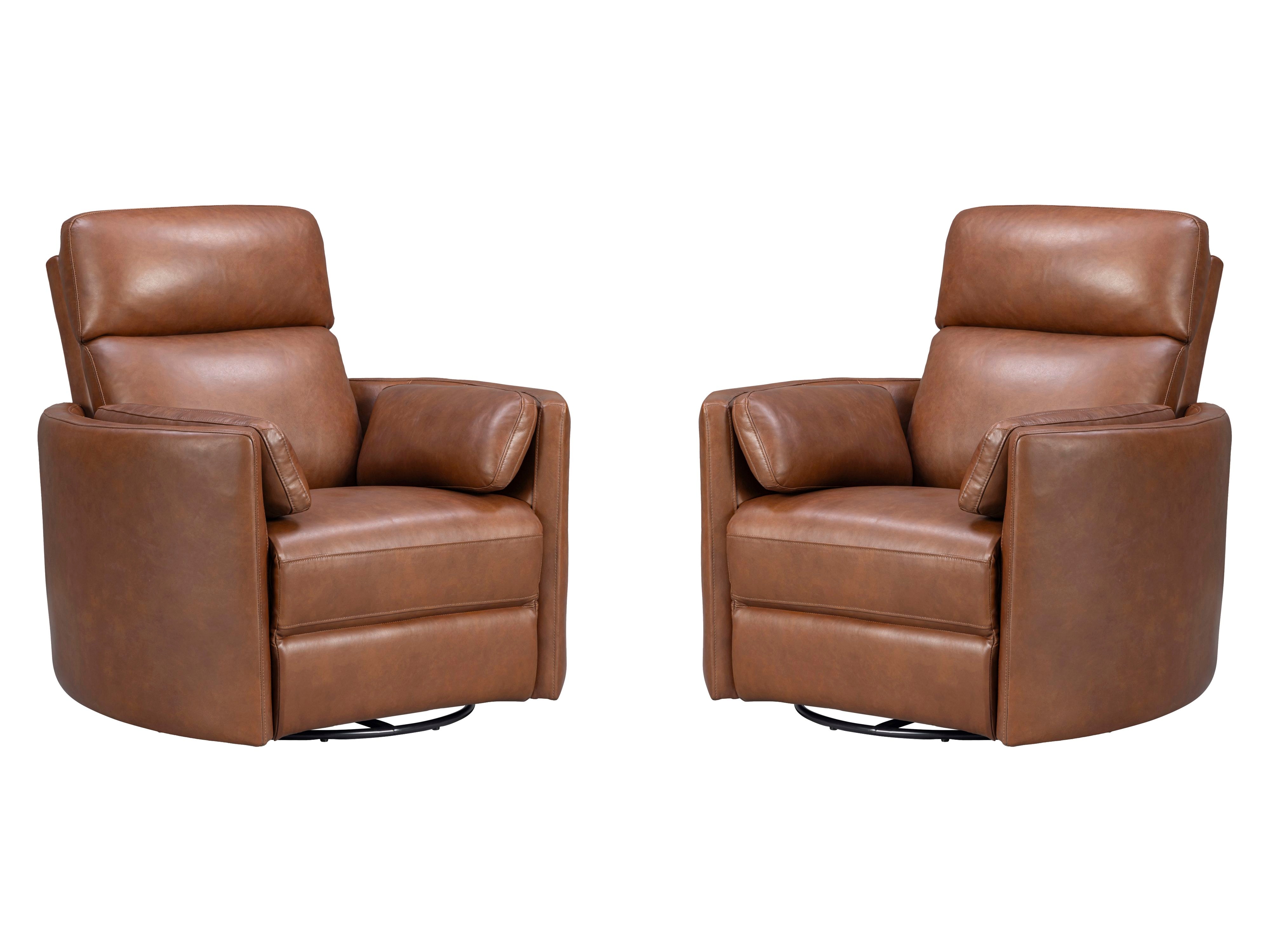  Vintage Whiskey Swivel Power Glider Recliner Two Pack 