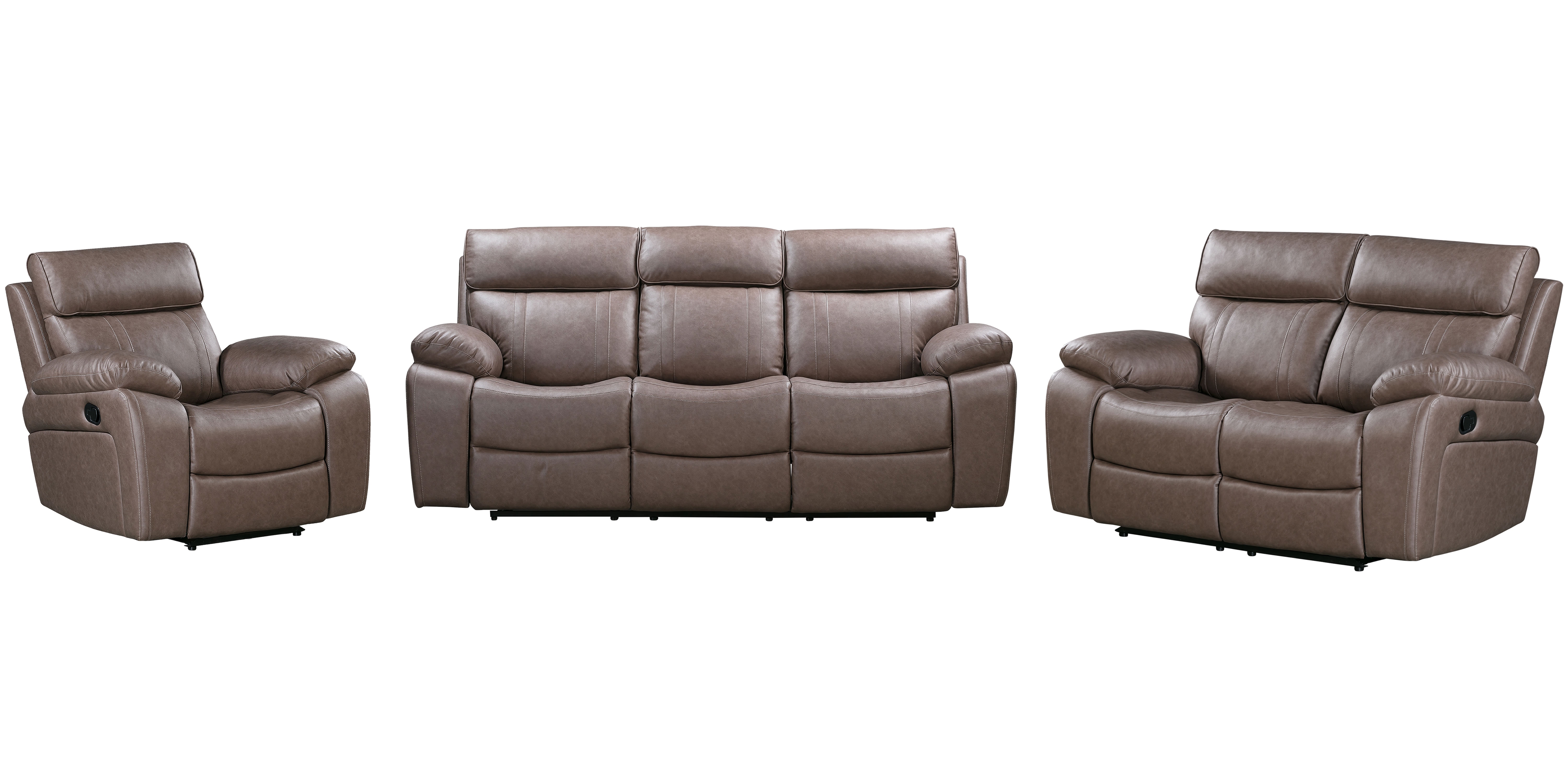  Theon - Stokes Toffee Manual Reclining Sofa Loveseat and Recliner 