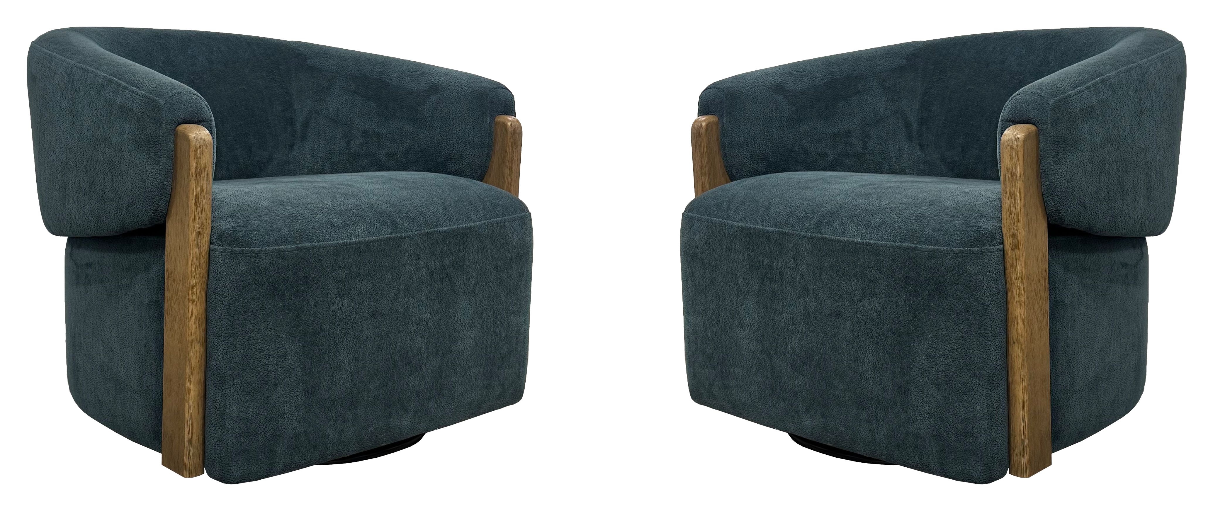  Finley - Island Teal Swivel Accent Chair Two Pack 