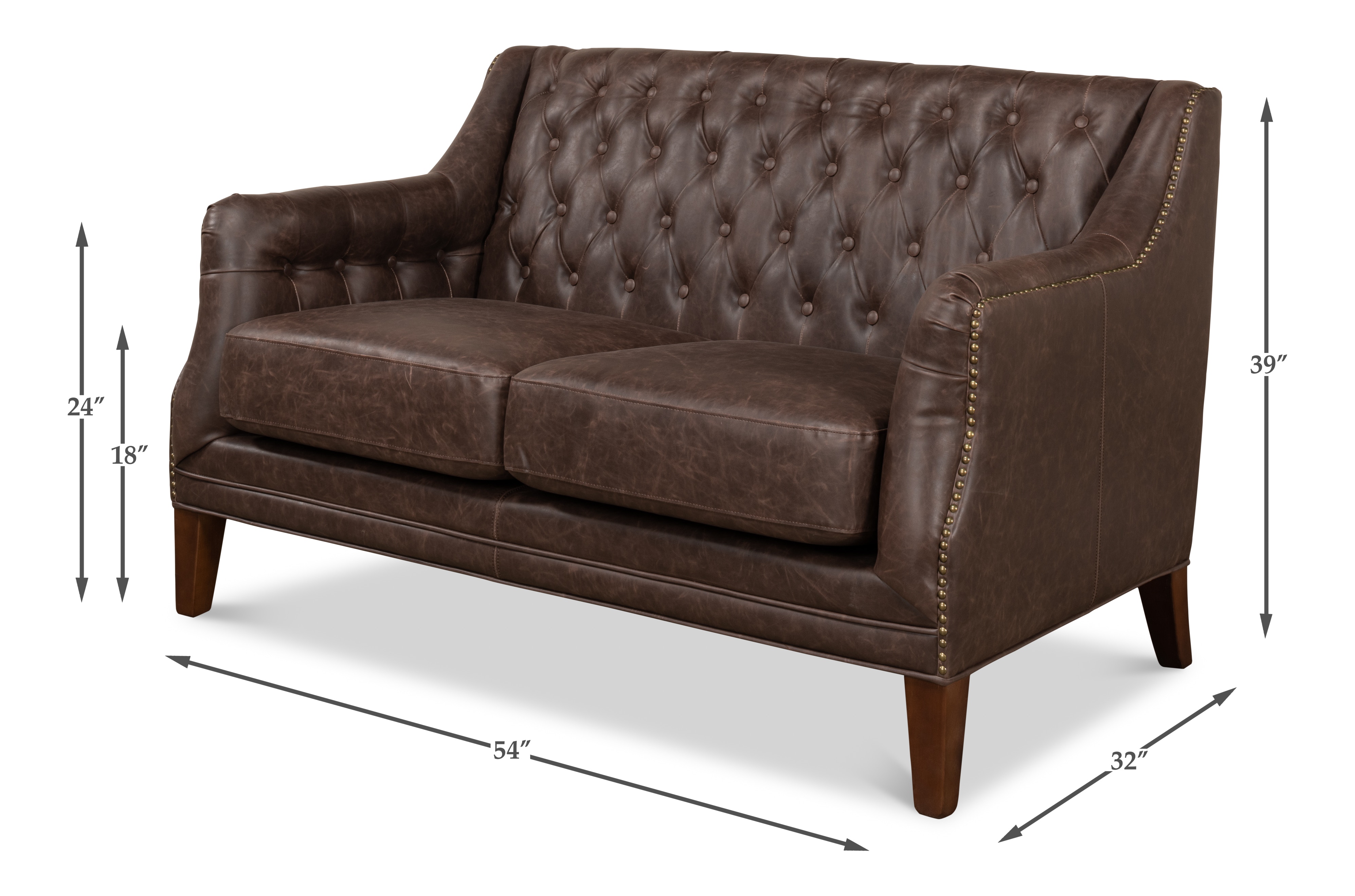 Leather chesterfield 2 seater sofa hot sale