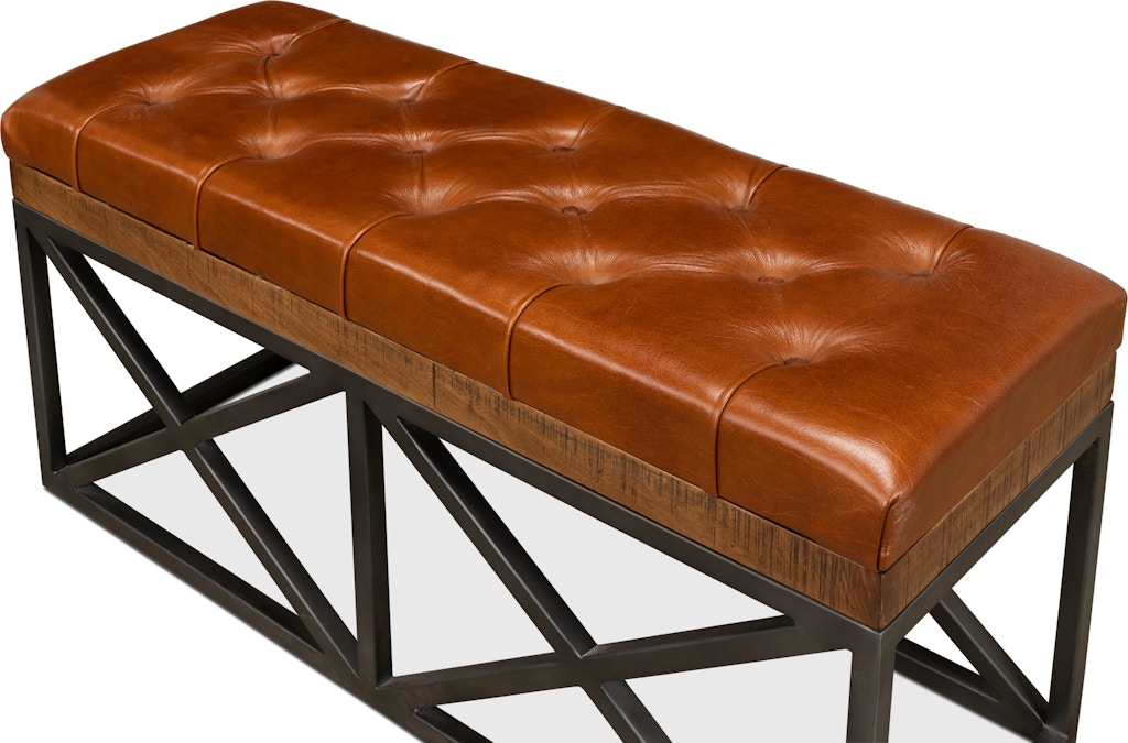 Leather Cushion Double Bench