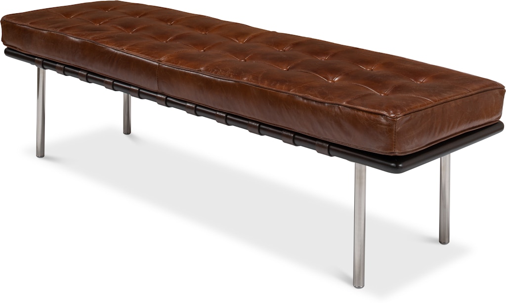 Leather Cushion Double Bench