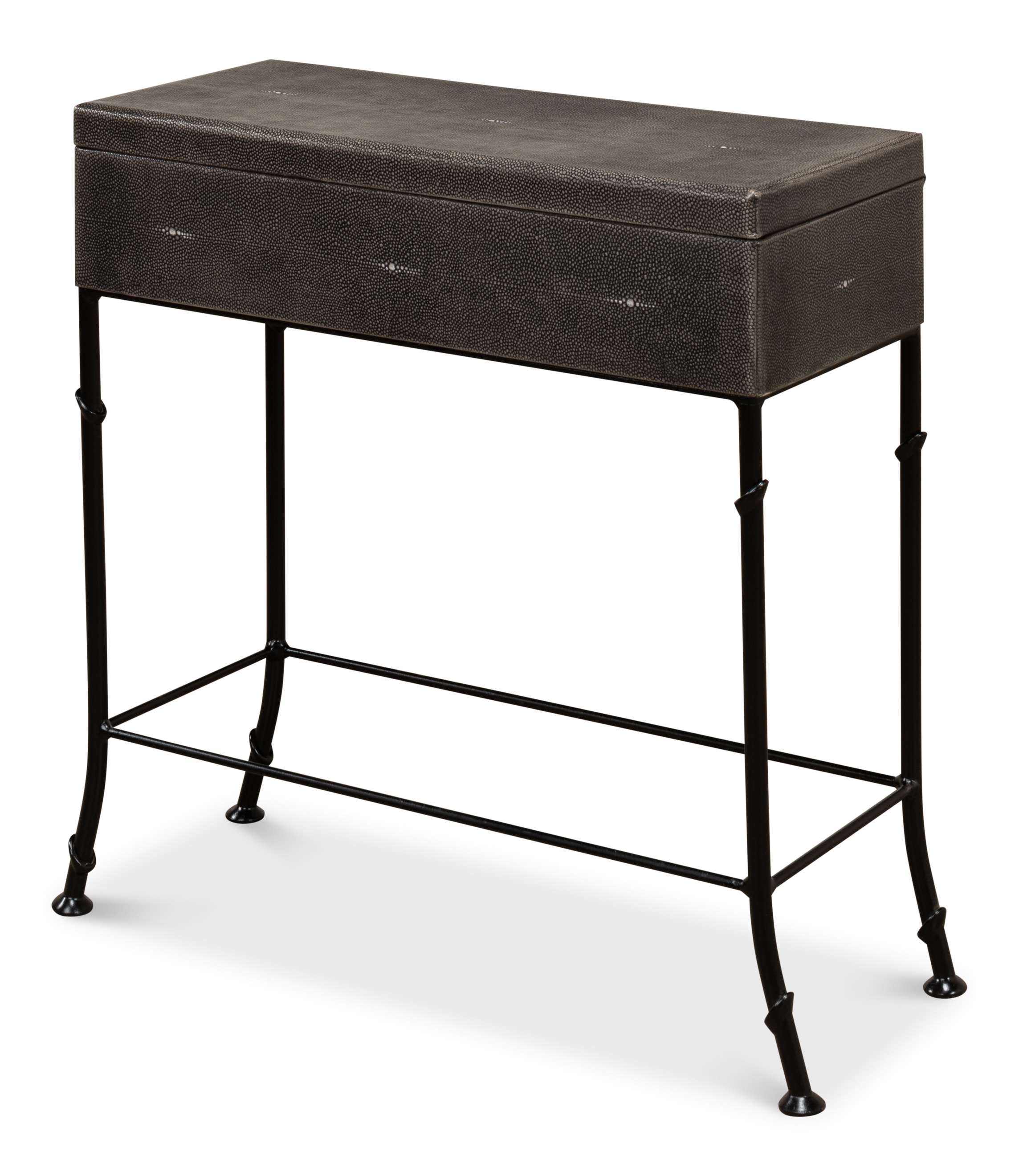 Sarreid Ltd Grey Leather Shagreen Box On Stand 