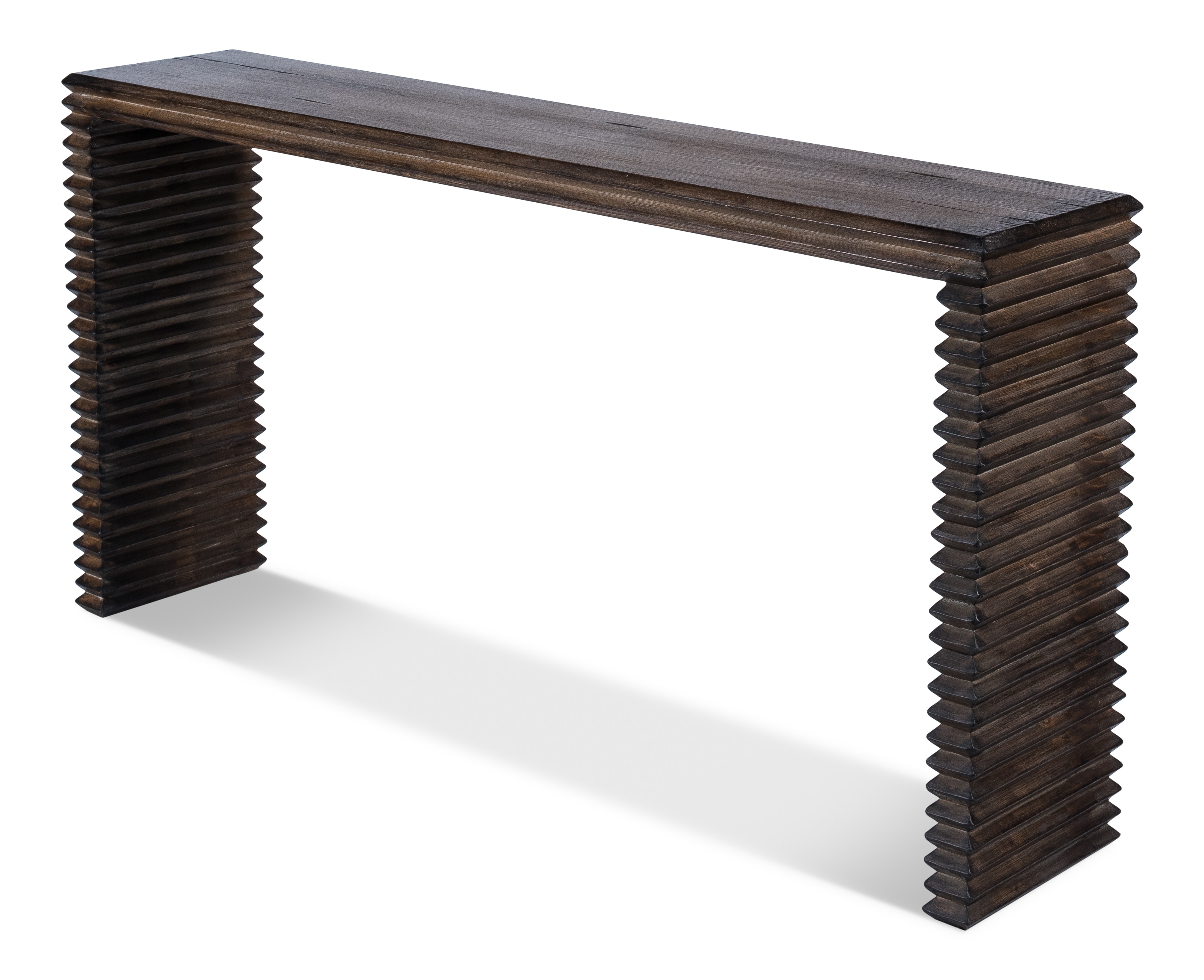 stacked wood console table