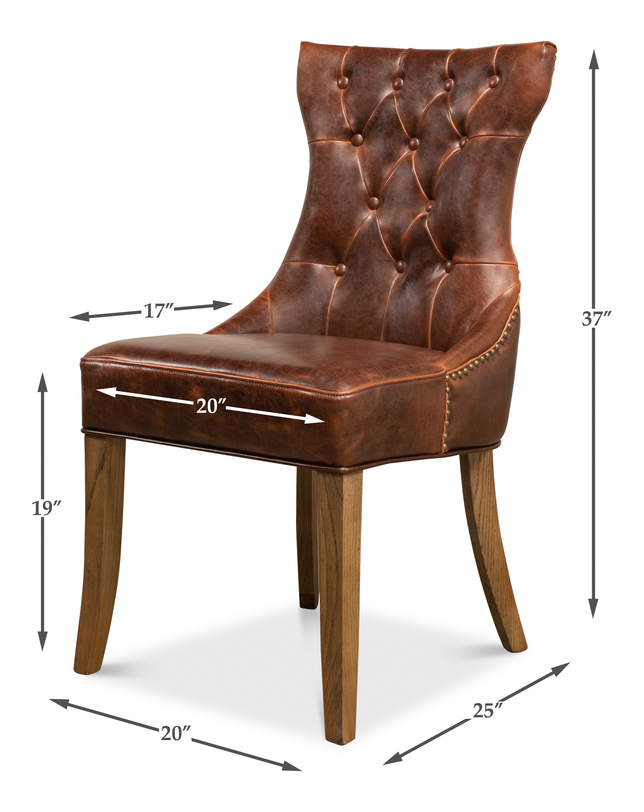 1534　INOUT Just Right Chair Leather Sophie Side Chair Dark Brown Leather