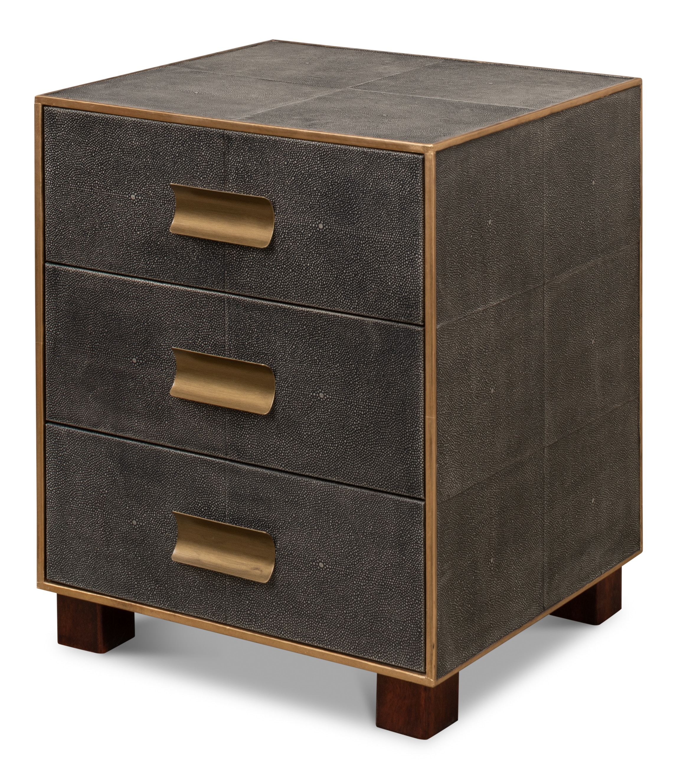 Sarreid Ltd Shagreen 3 Drawer Side Table Ant. Grey 53554-1