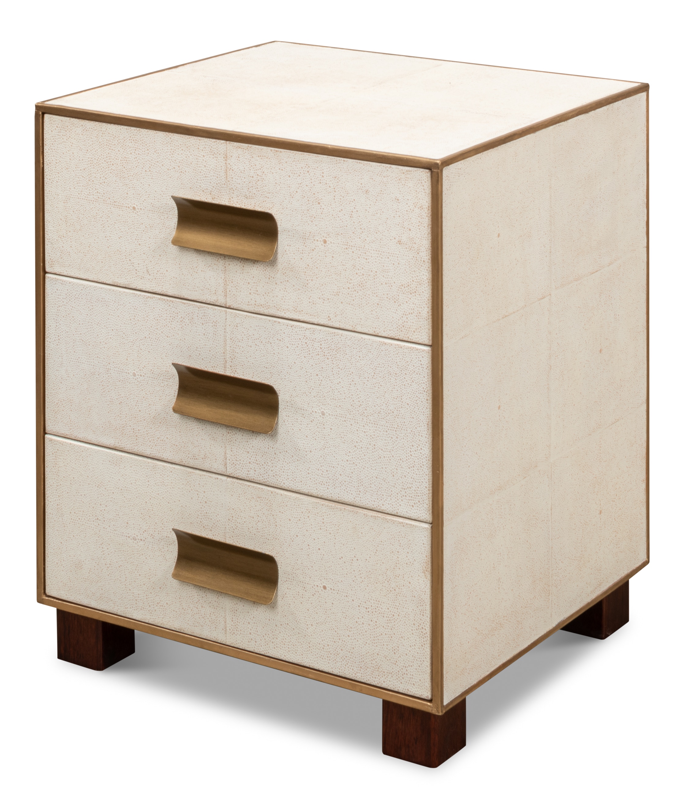 Sarreid Ltd Shagreen 3 Drawer Side Table Osprey Wht 53554-4