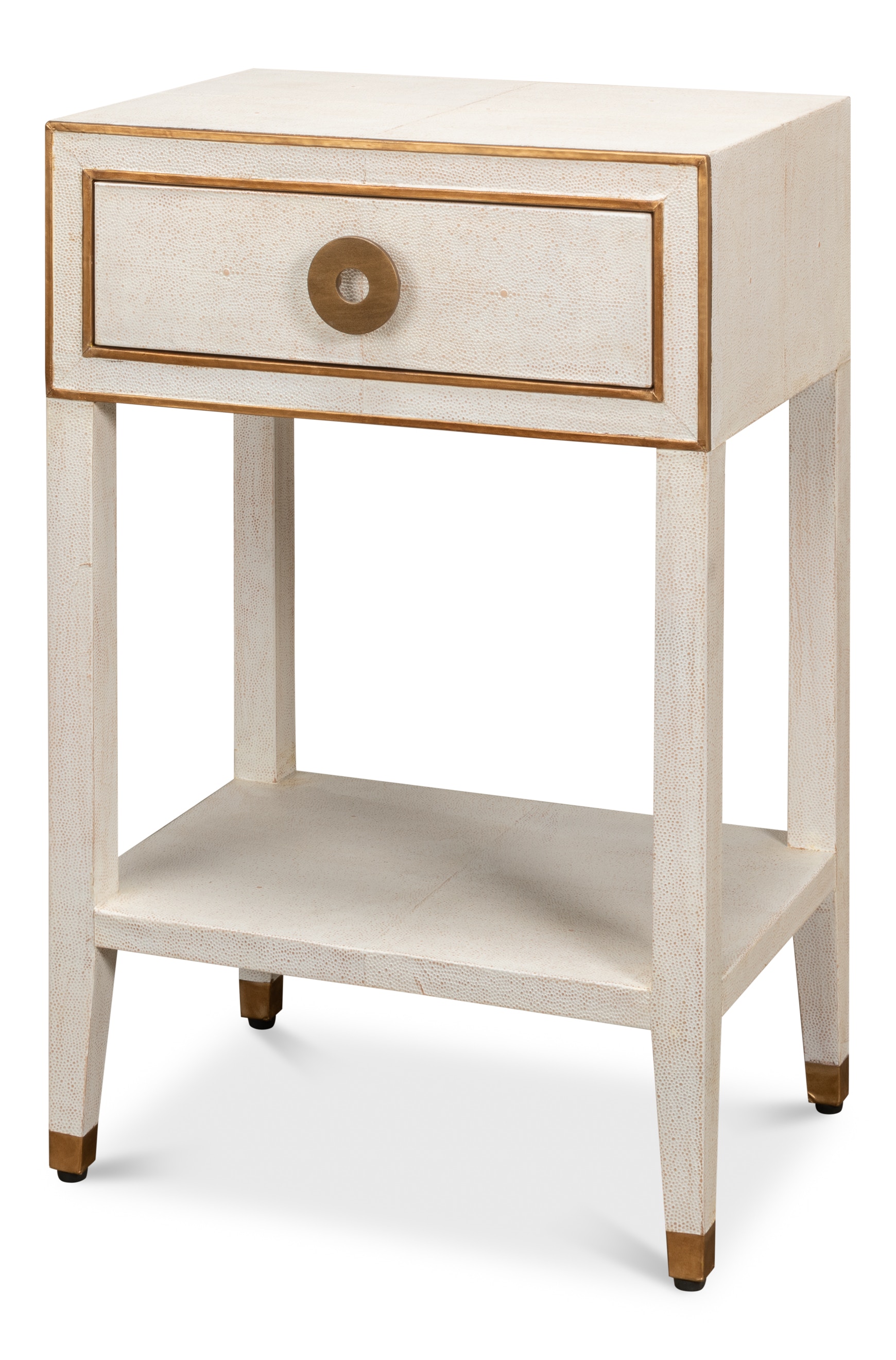 Sarreid Ltd Shagreen Condo Nightstand Osprey White 53569-4