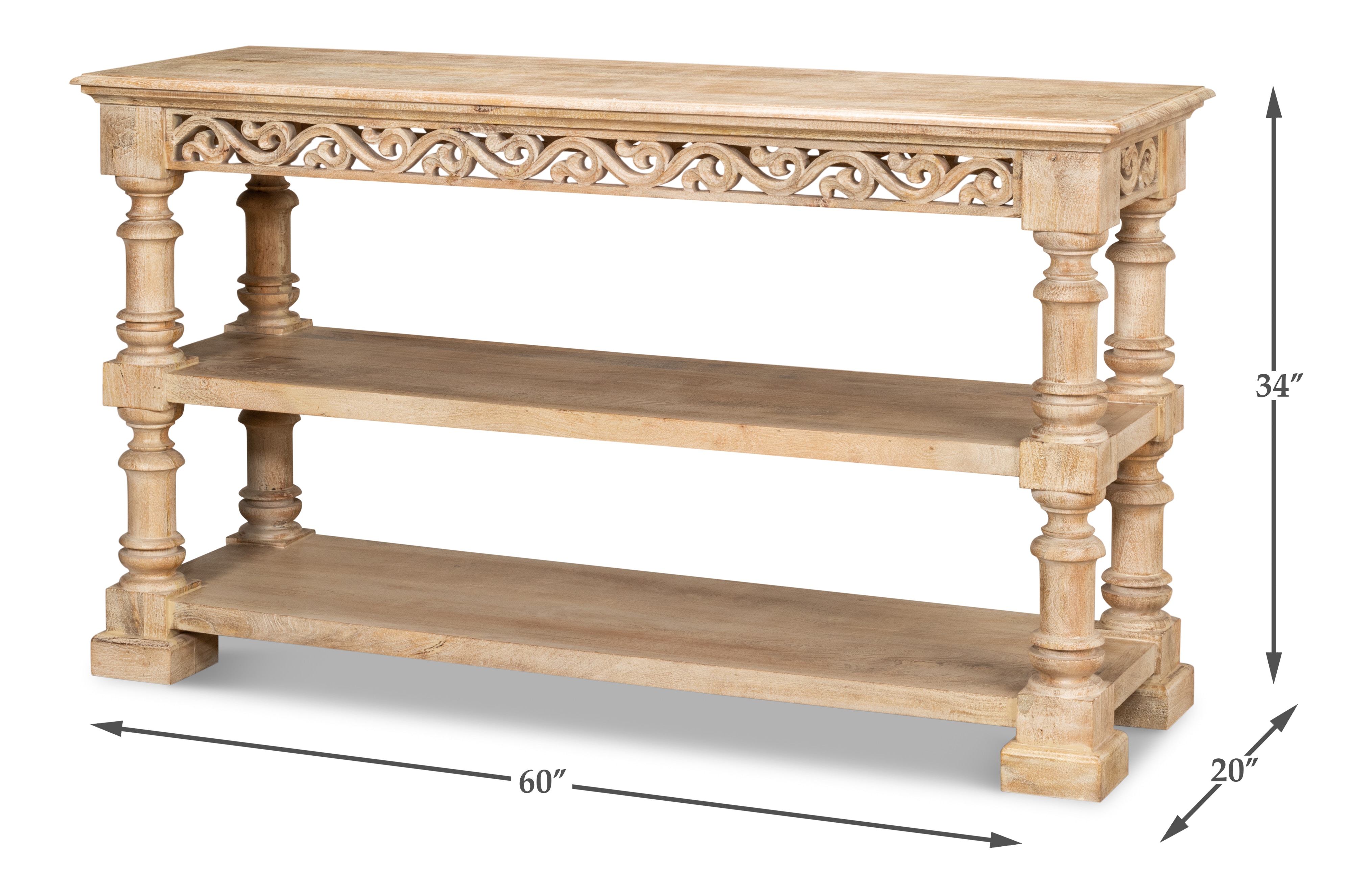 Image Dante Fowler image beautiful image beautiful image beautiful - Sarreid Ltd Living Room Fowler Carved Console W/Shelf 53666 ...