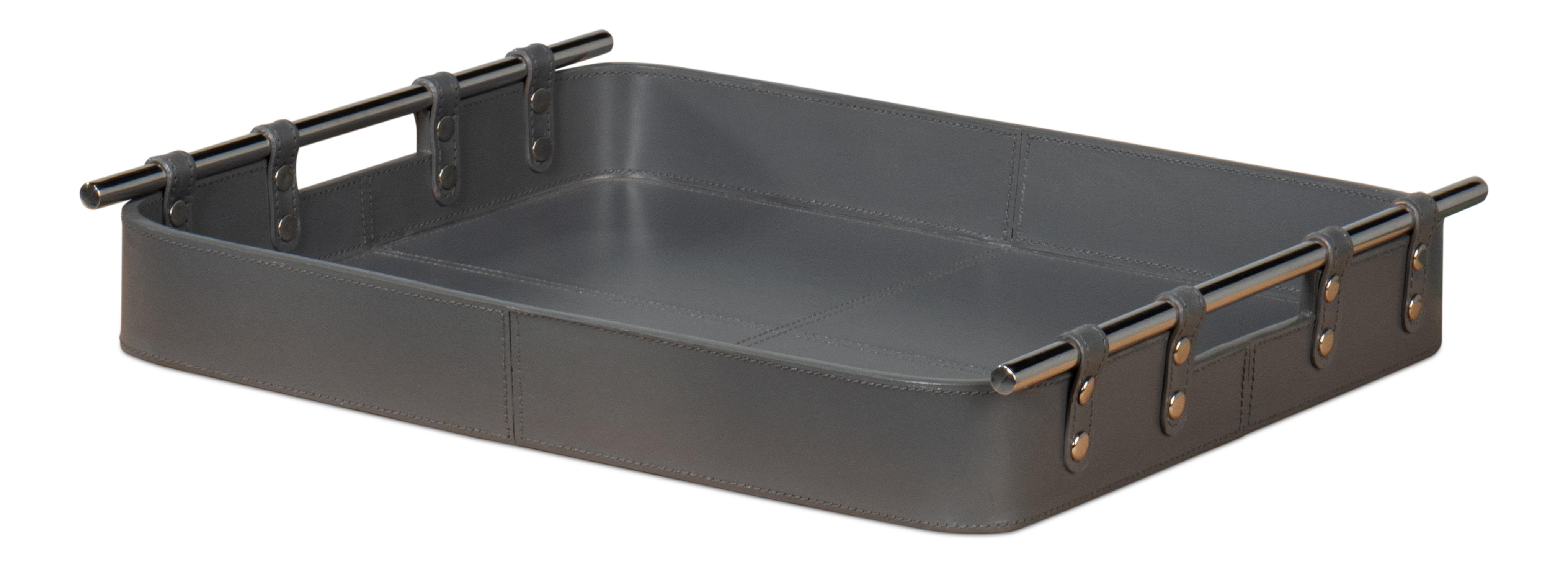 Sarreid Ltd Safari Leather Tray, Quiet Shade 