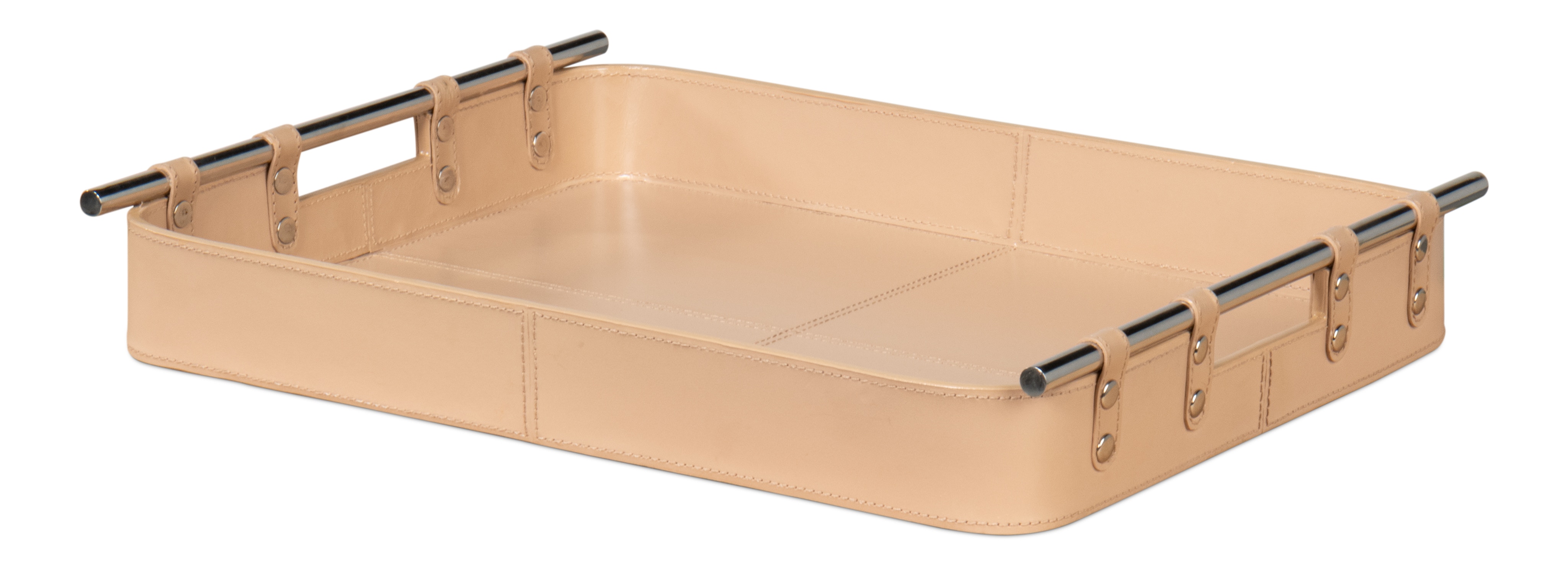 Sarreid Ltd Safari Leather Tray, Mushroom 