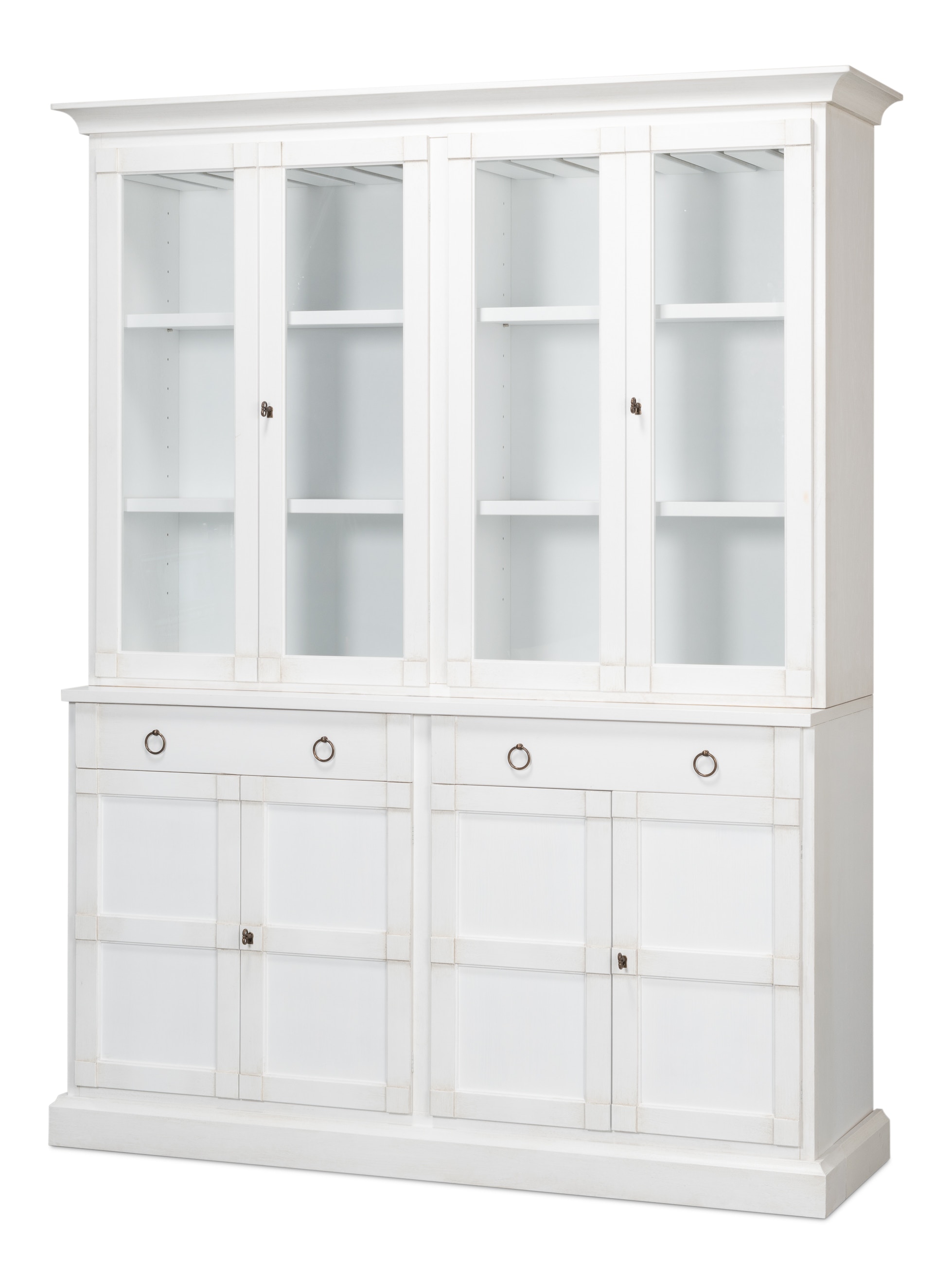 Sarreid Ltd Center Media Unit & Hutch, Cortina White R242-79