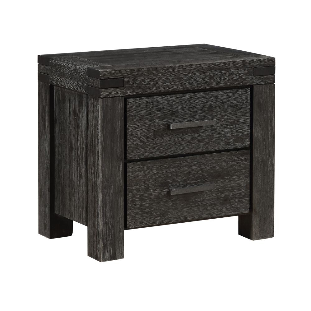 Modus Bedroom Meadow Solid Wood Two Drawer Nightstand In Graphite 3FT381 Anna's Home Furnishings