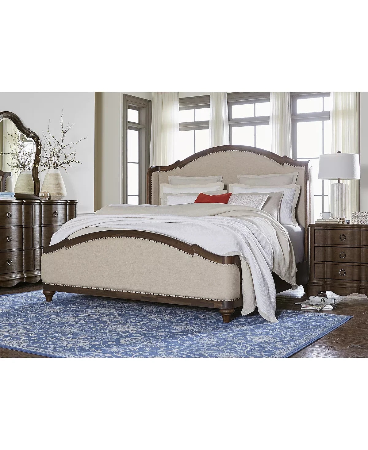 Wingback store upholstered bed