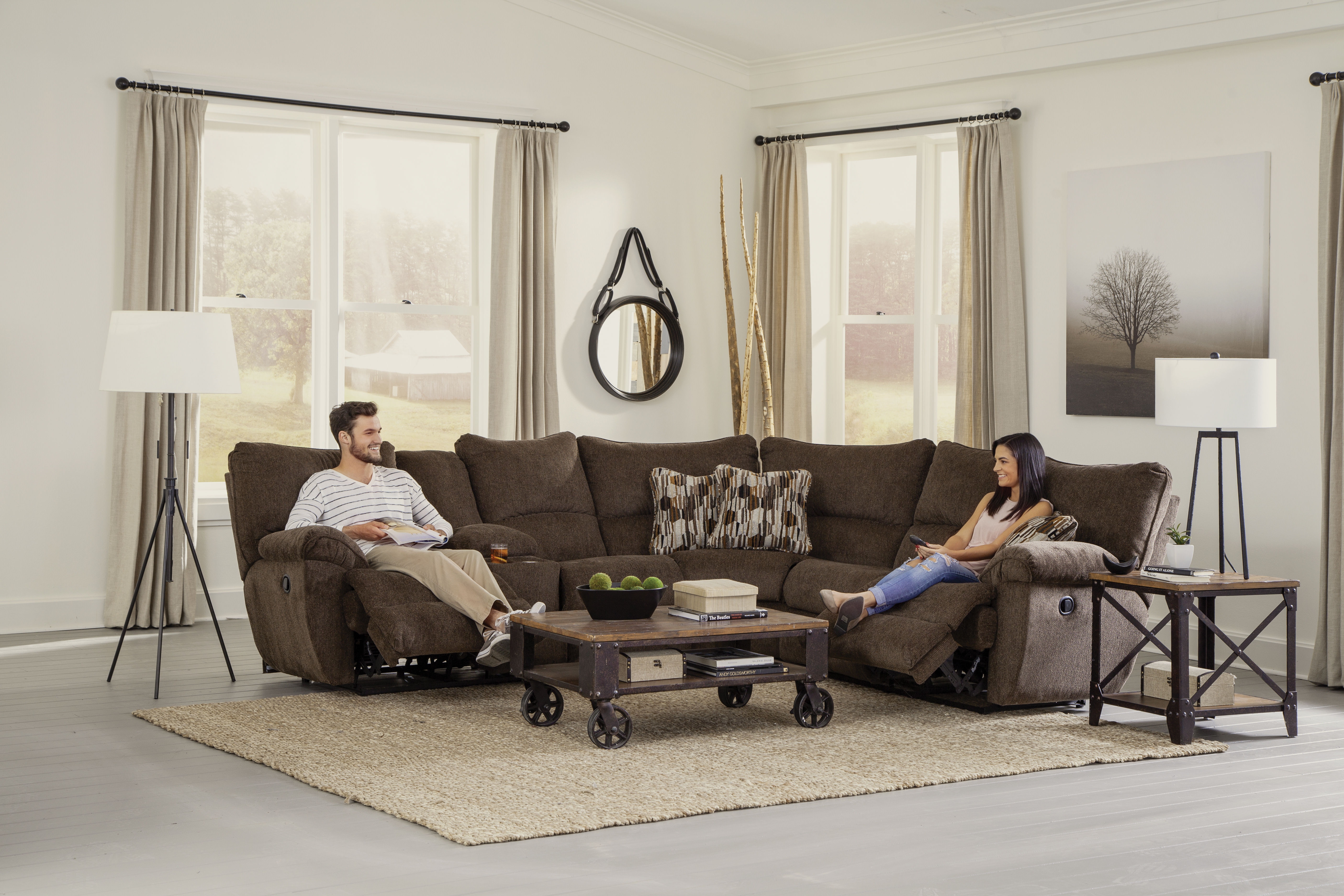 Catnapper Furniture Living Room 225Chocolate Sectional Seiferts
