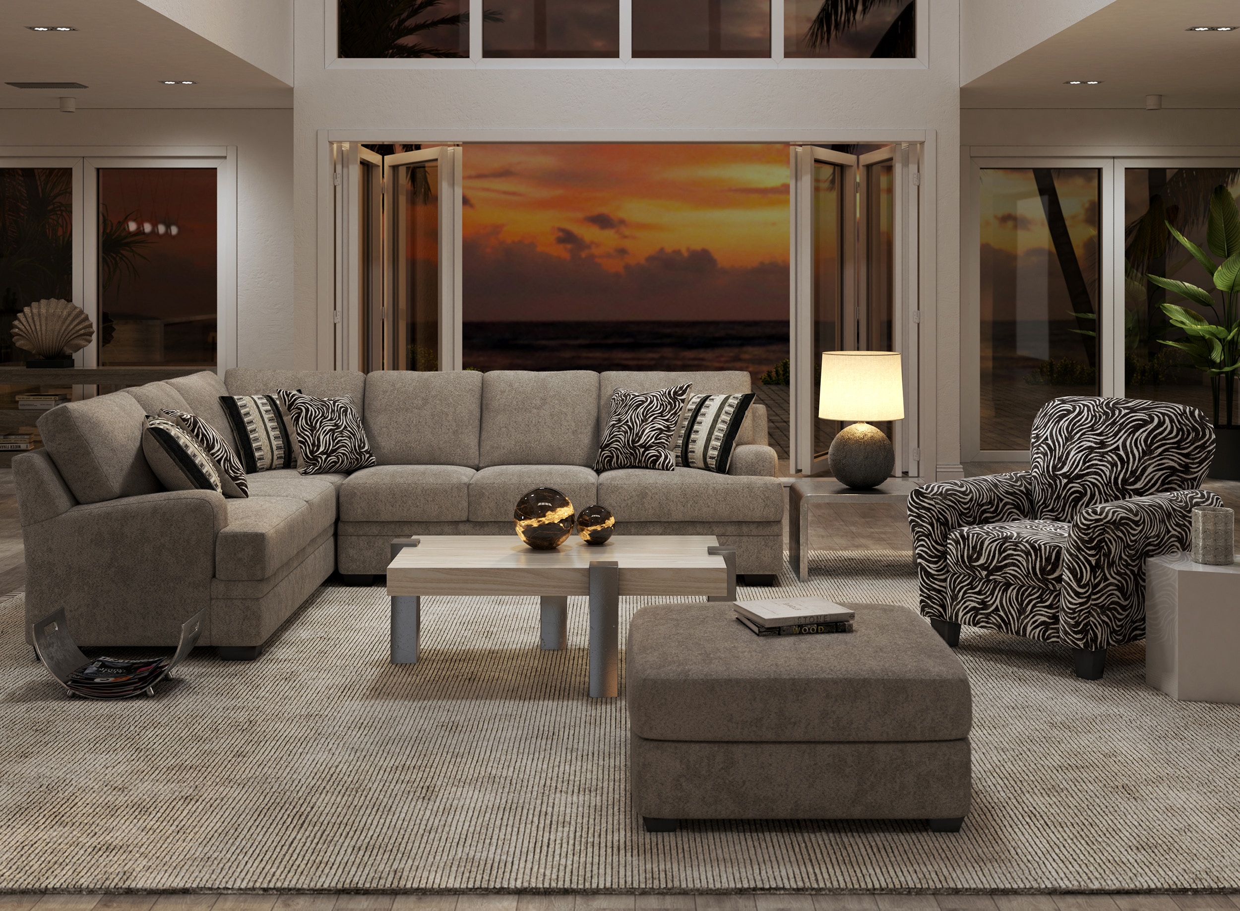 Hughes Furniture Living Room Right Facing Sectional 8825RFS Carol House Furniture Maryland