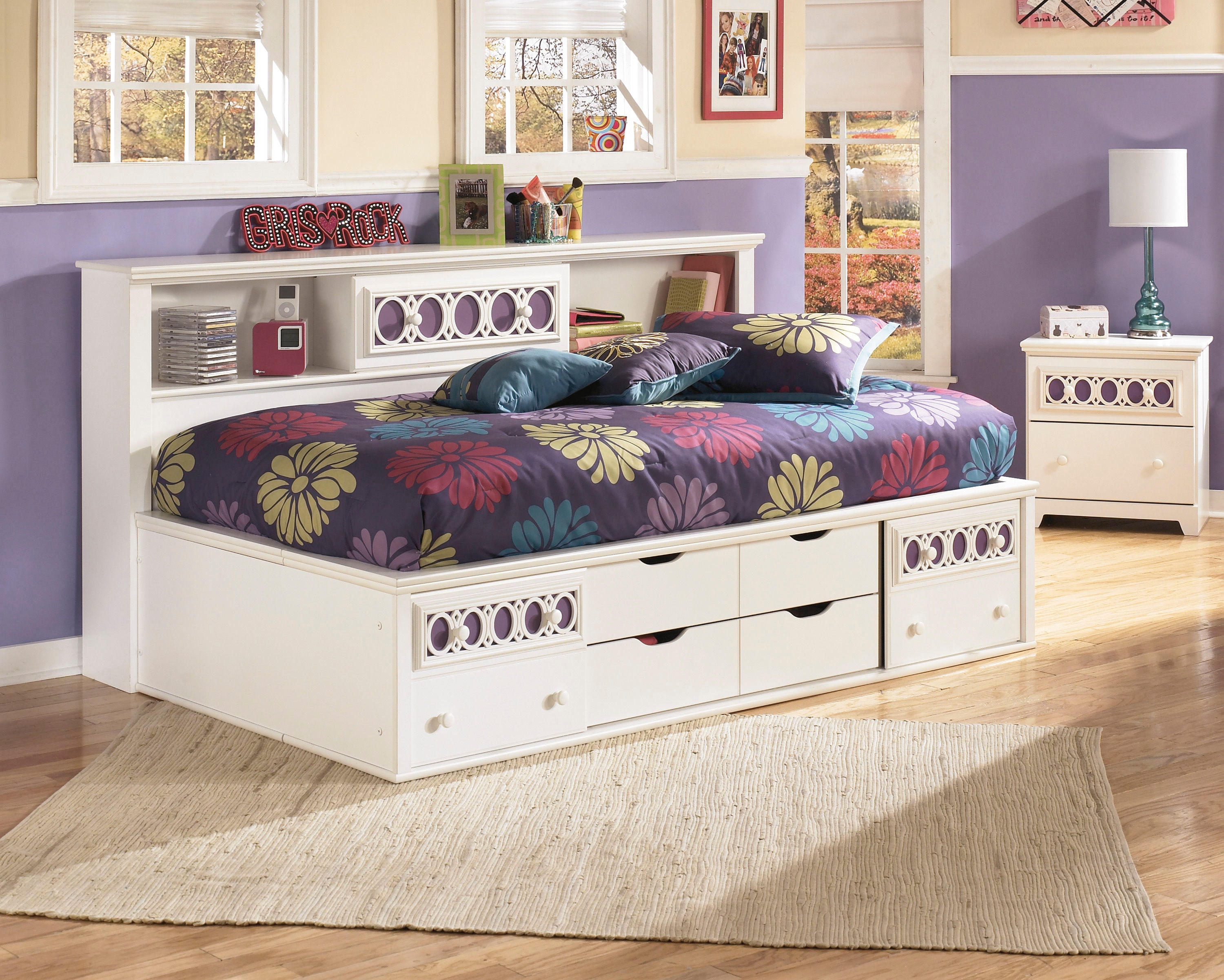 MicroD Twin Bedside Storage Bed B131-51/82/85