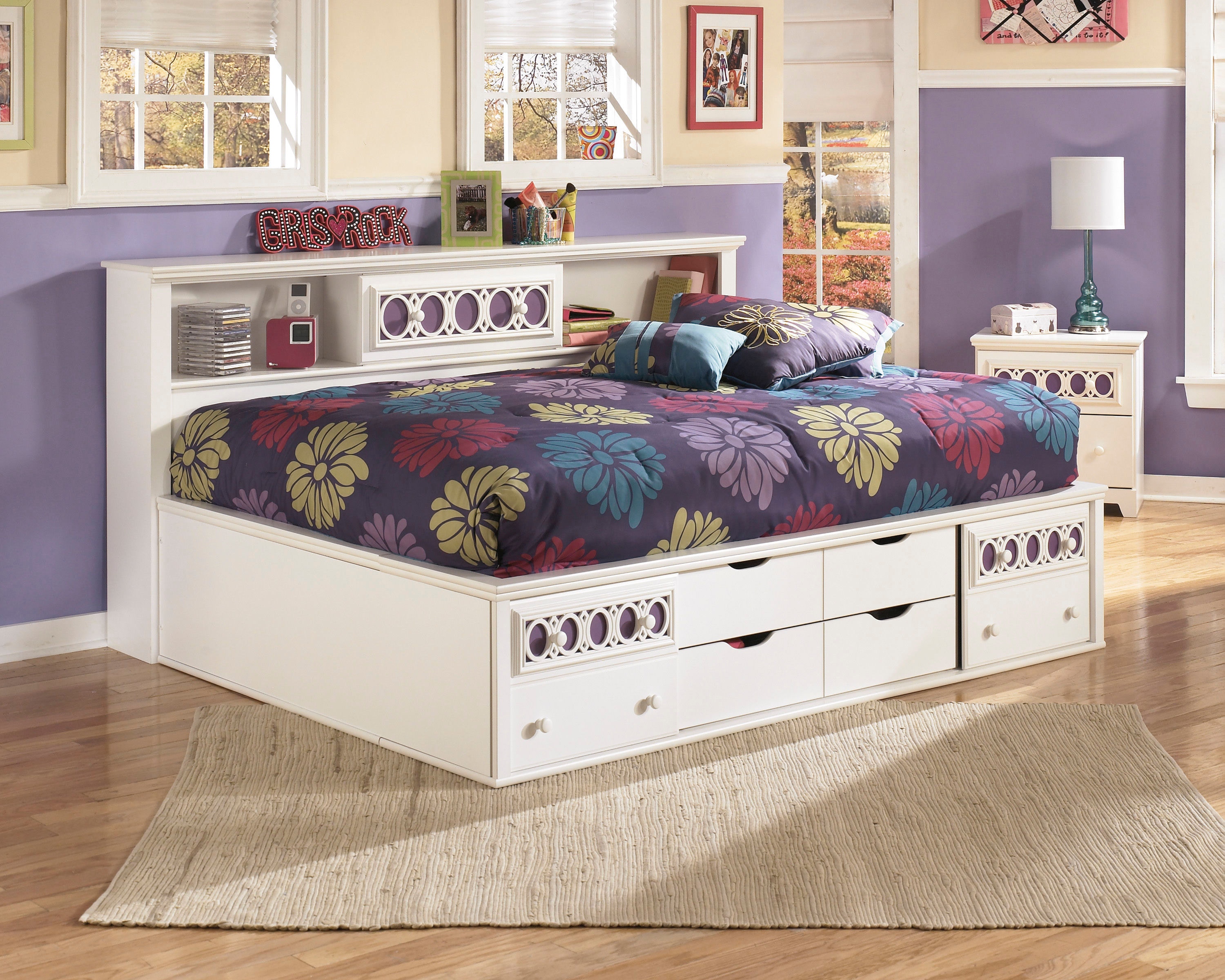 MicroD Full Bedside Storage Bed B131-51/85/88