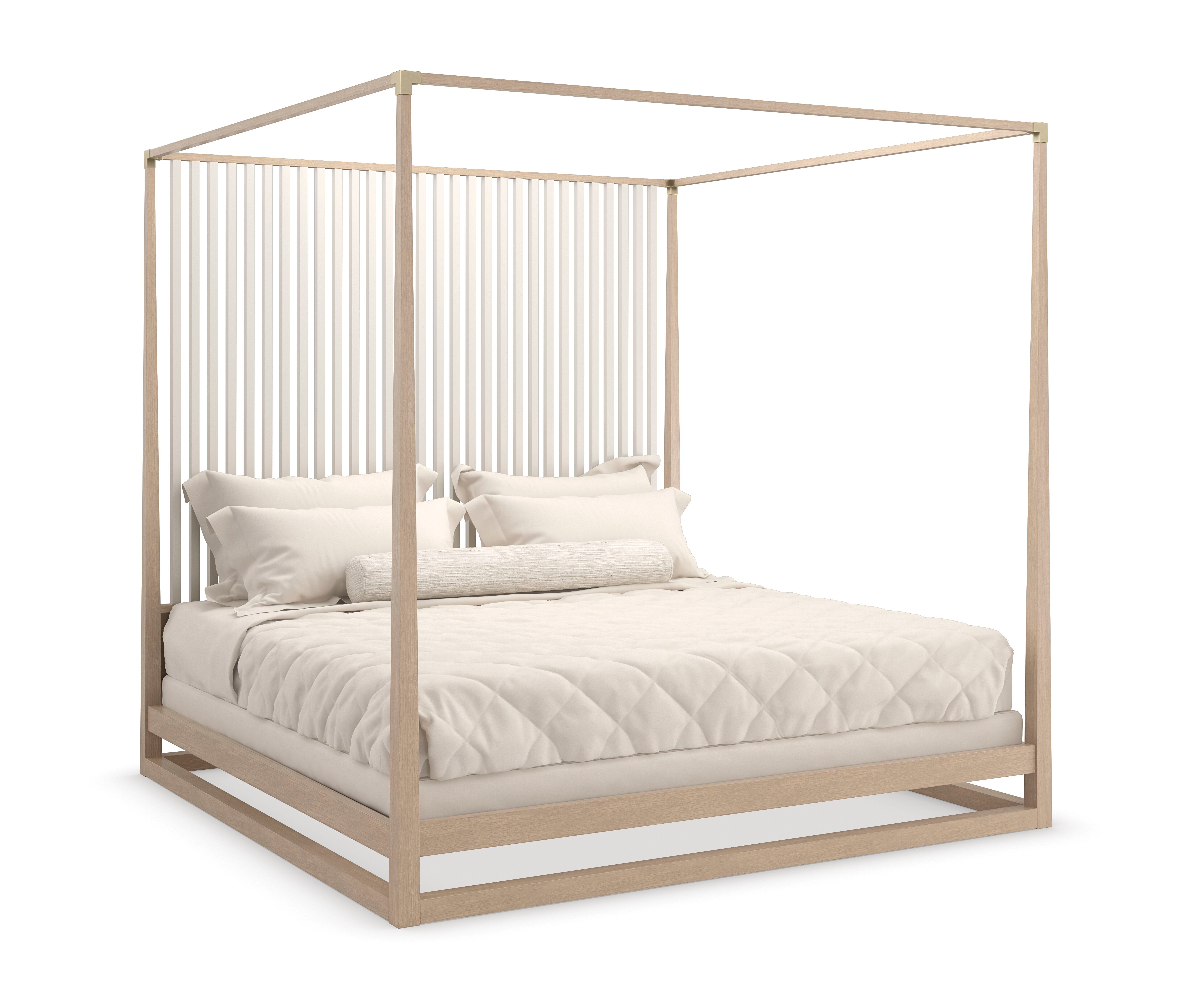 Caracole Bedroom Canopy Beds PINSTRIPE LIGHT BED - QUEEN CLA